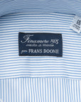 Finamore Napoli Shirt Eduardo Collar Alumo Navy Pencil Stripe