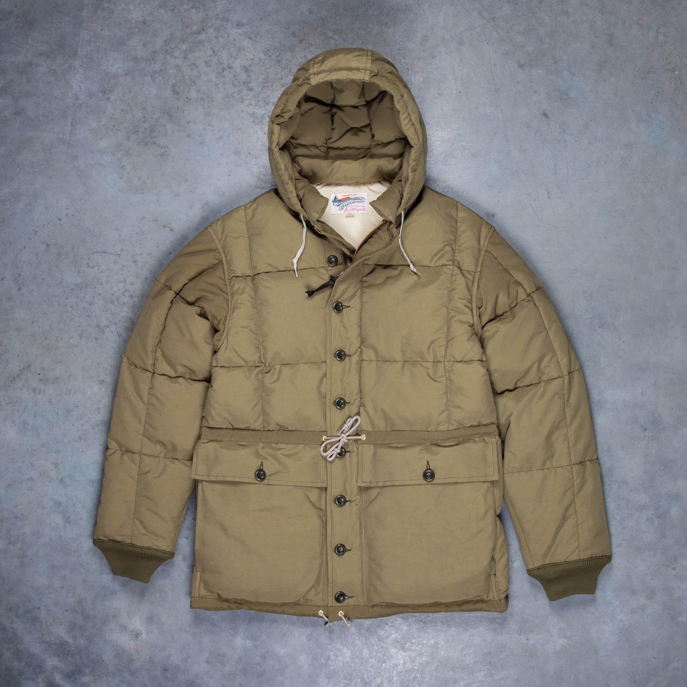 The Real McCoy&#39;s Cotton / Nylon Hooded Down Jacket Olive