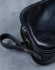 Croots Malton Bridle Leather Wash Bag Black