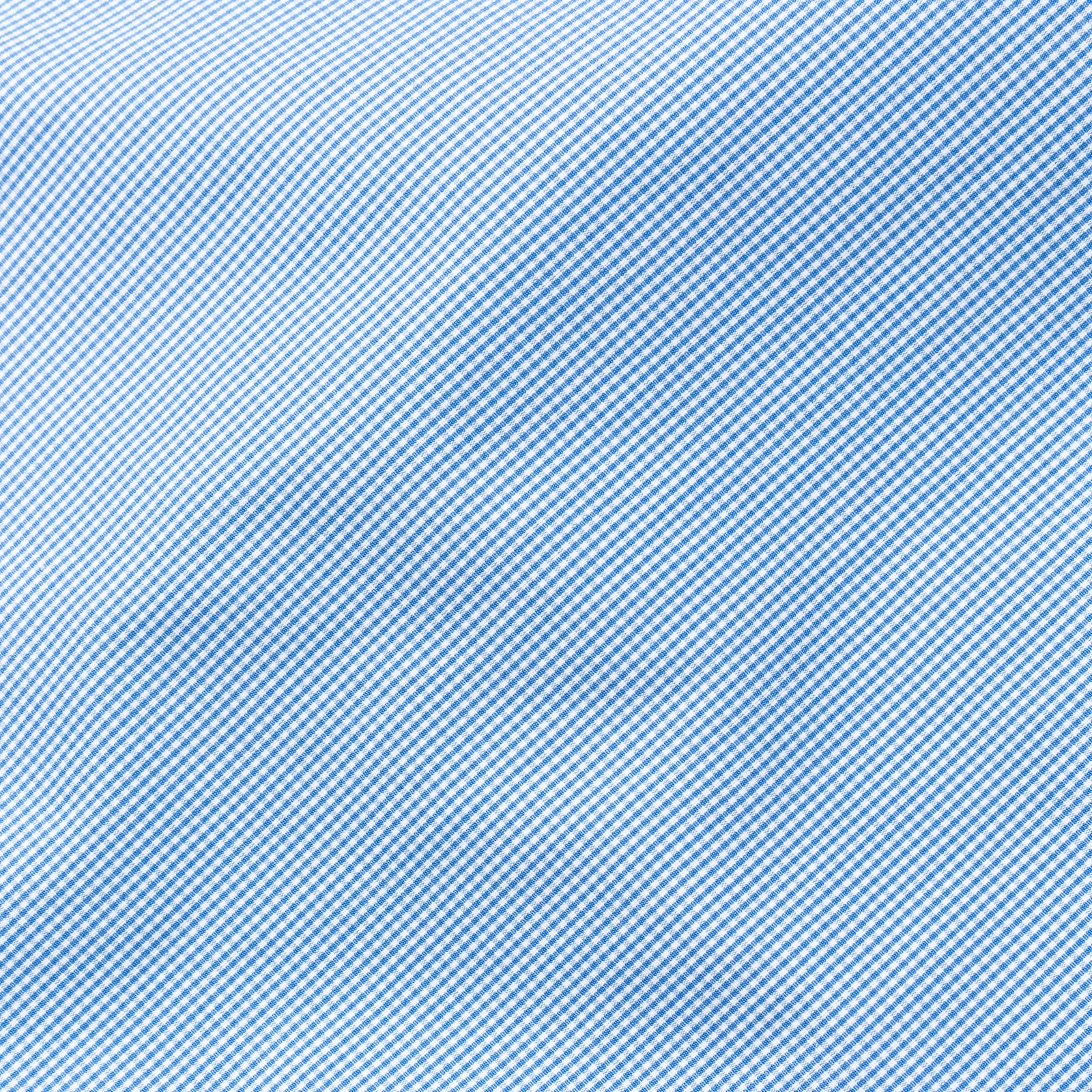 Finamore Tokyo Shirt Lucio Collar Alumo Mid Blue Vichy Poplin