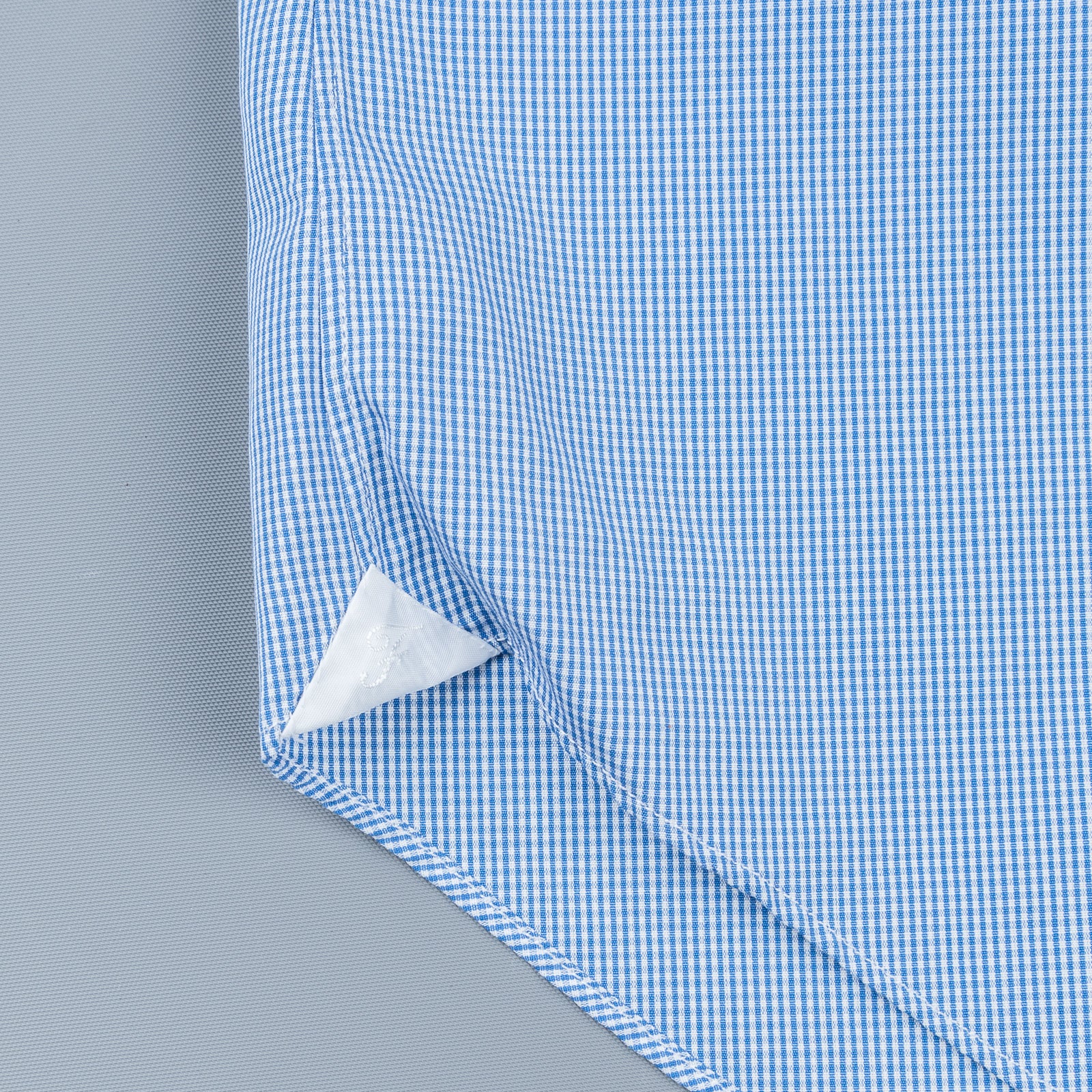 Finamore Tokyo Shirt Lucio Collar Alumo Mid Blue Vichy Poplin