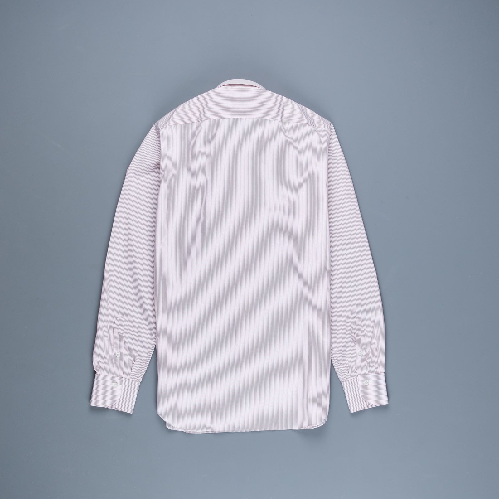 Finamore Napoli Shirt Eduardo Collar Alumo Burgundy Pencil Stripe