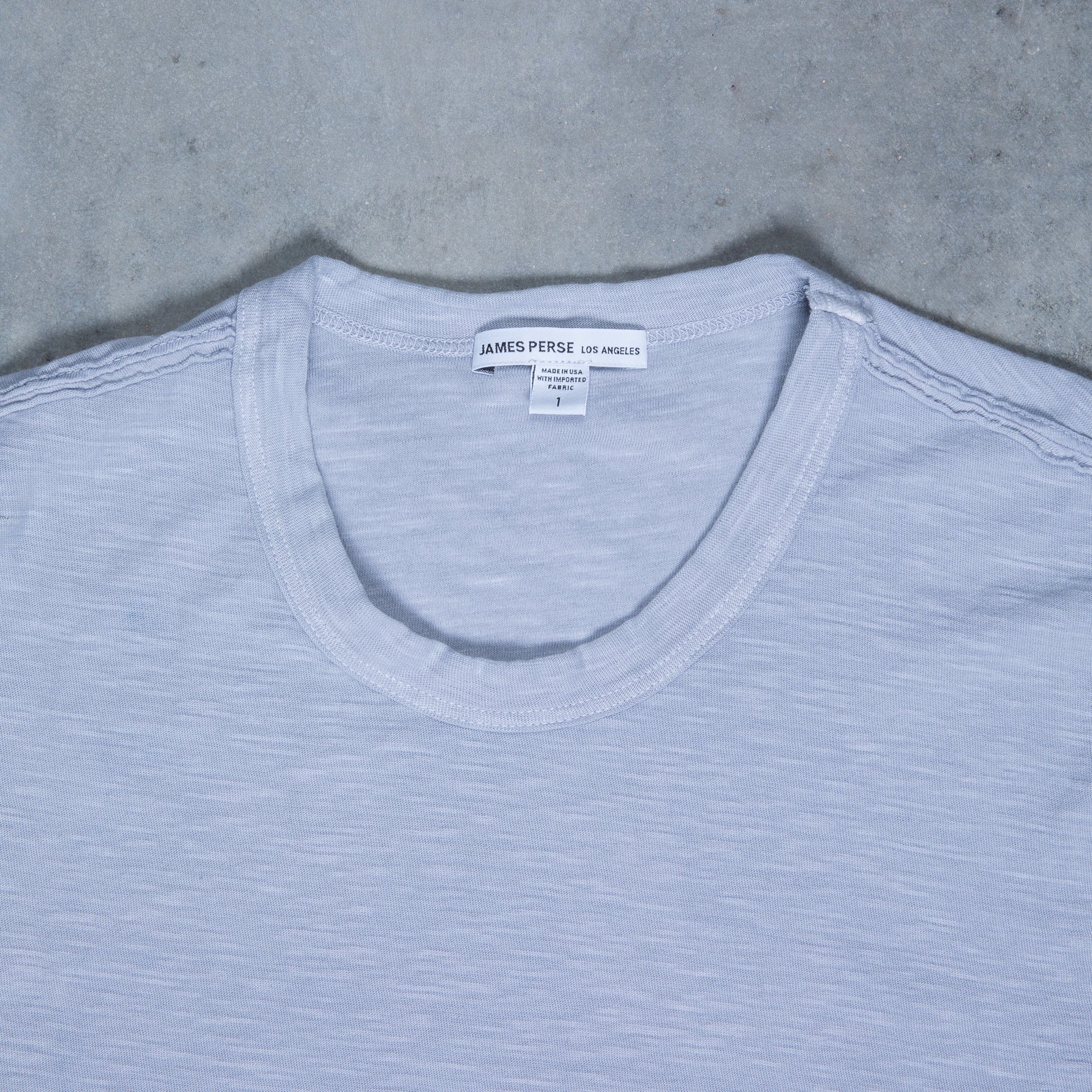James Perse Crew Neck Reverse Slub Jersey T-Shirt Blue Fog