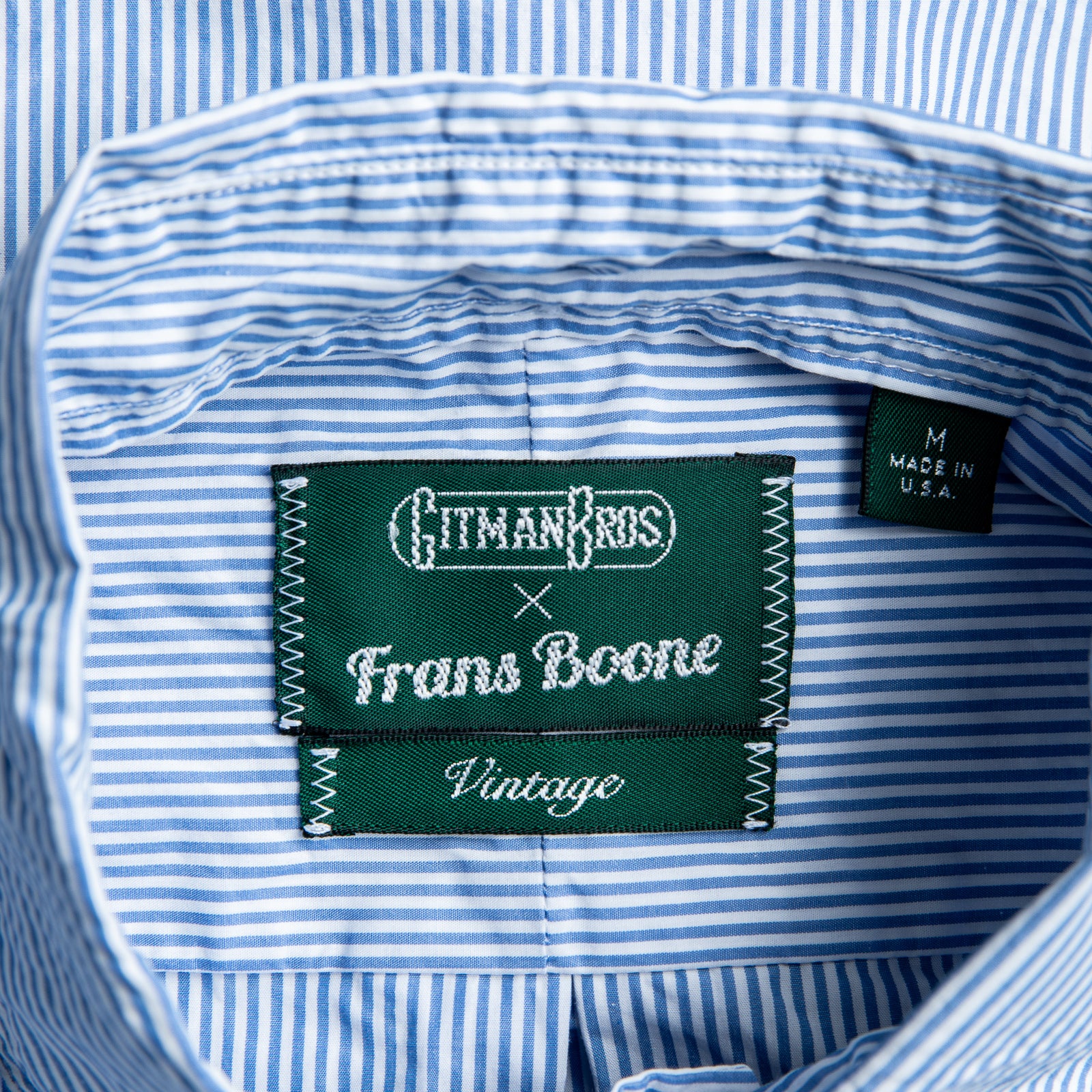Gitman Vintage x Frans Boone Japanese woven stripe light Blue