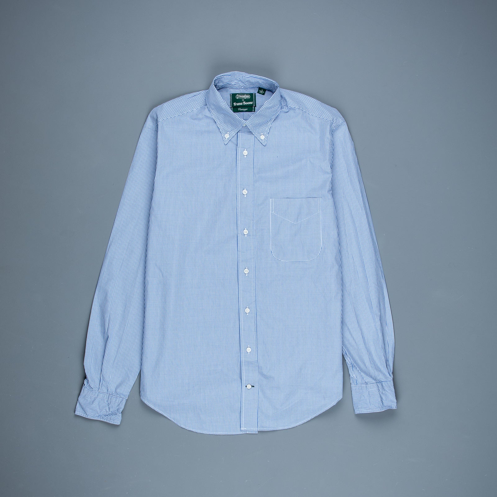 Gitman Vintage x Frans Boone Japanese woven vichy light Blue