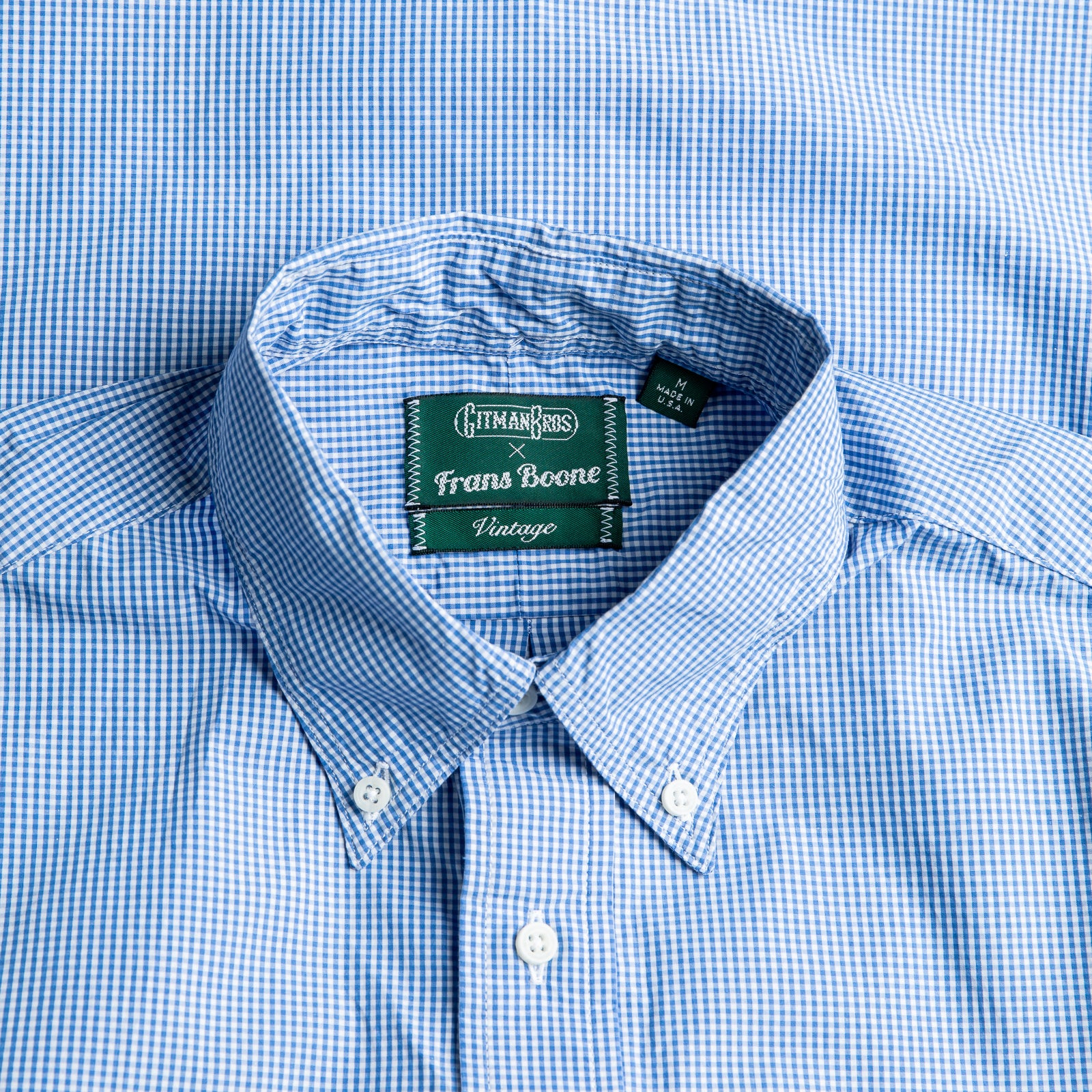 Gitman Vintage x Frans Boone Japanese woven vichy light Blue