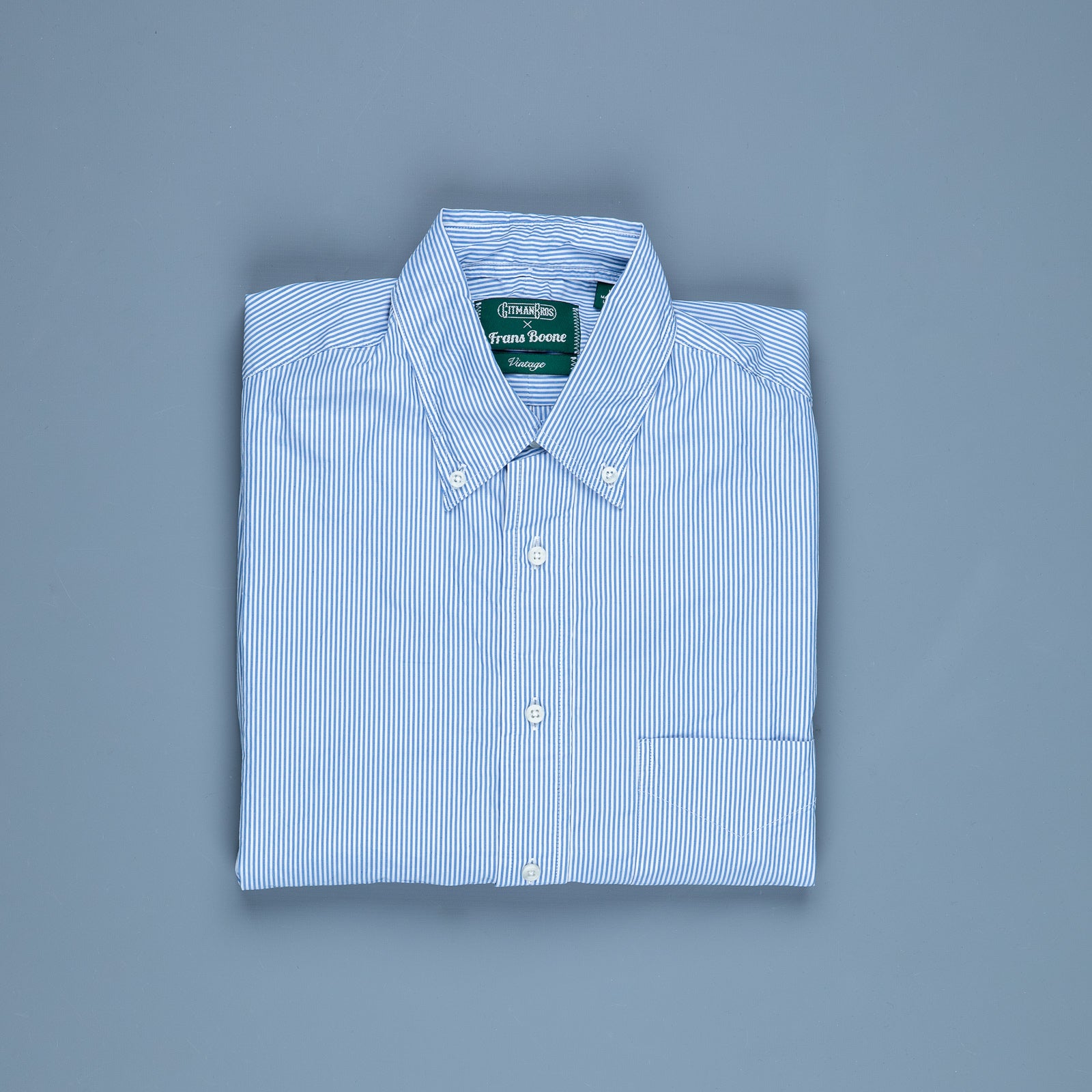 Gitman Vintage x Frans Boone Japanese woven vichy light Blue