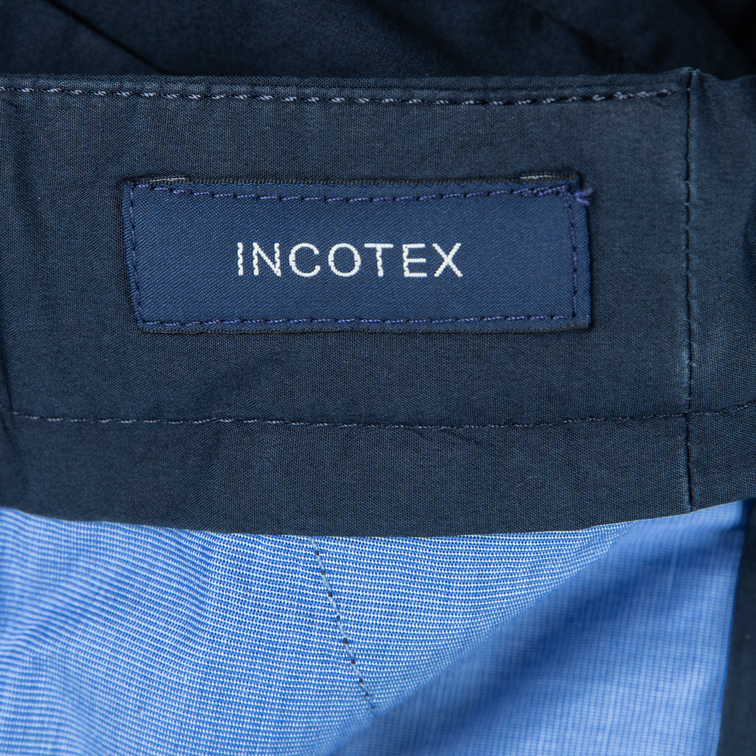 Incotex Model 64 Popelino Drawstring Pants Blu Scuro