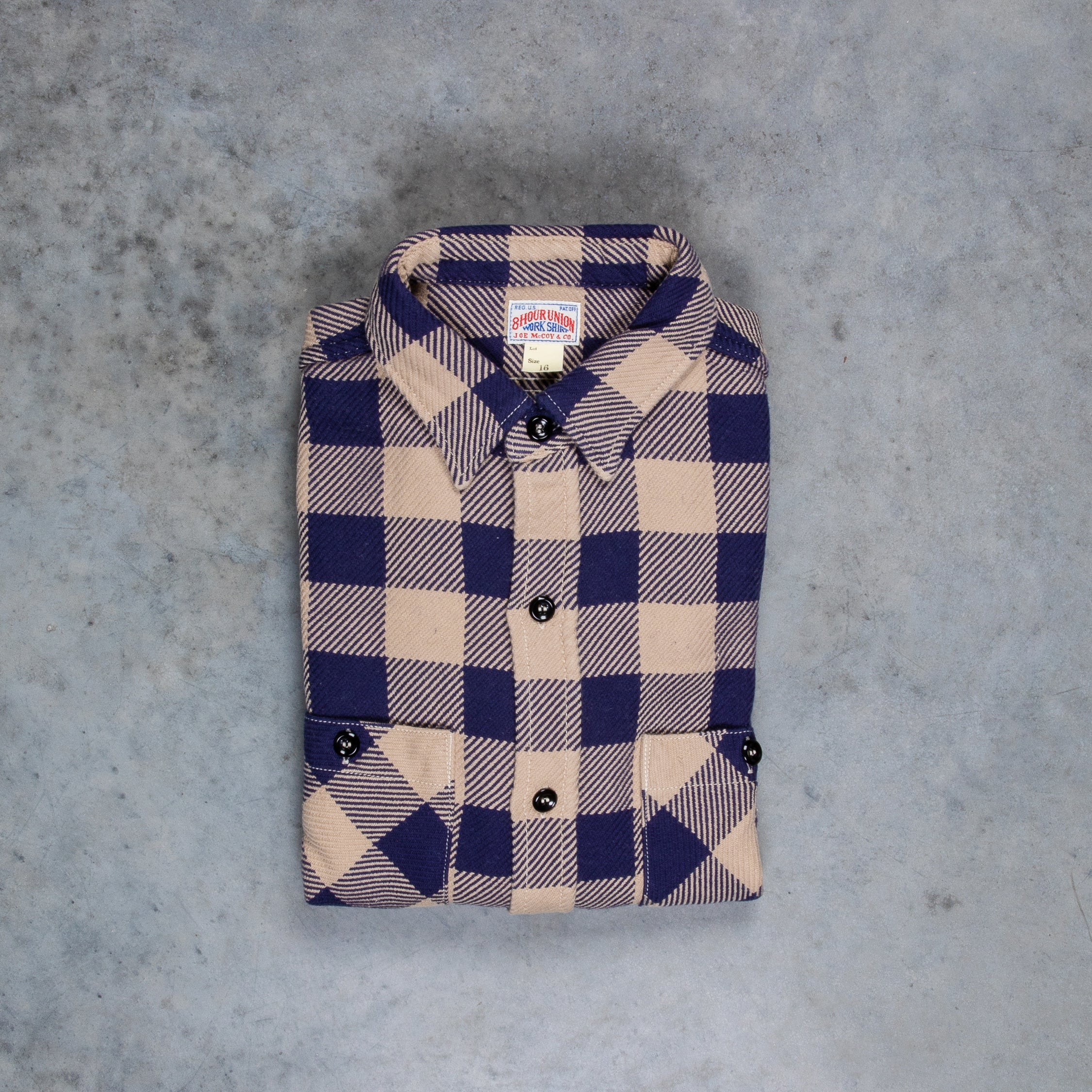 The Real McCoy&#39;s 8HU Buffalo Check Flannel Shirt Beige - Blue