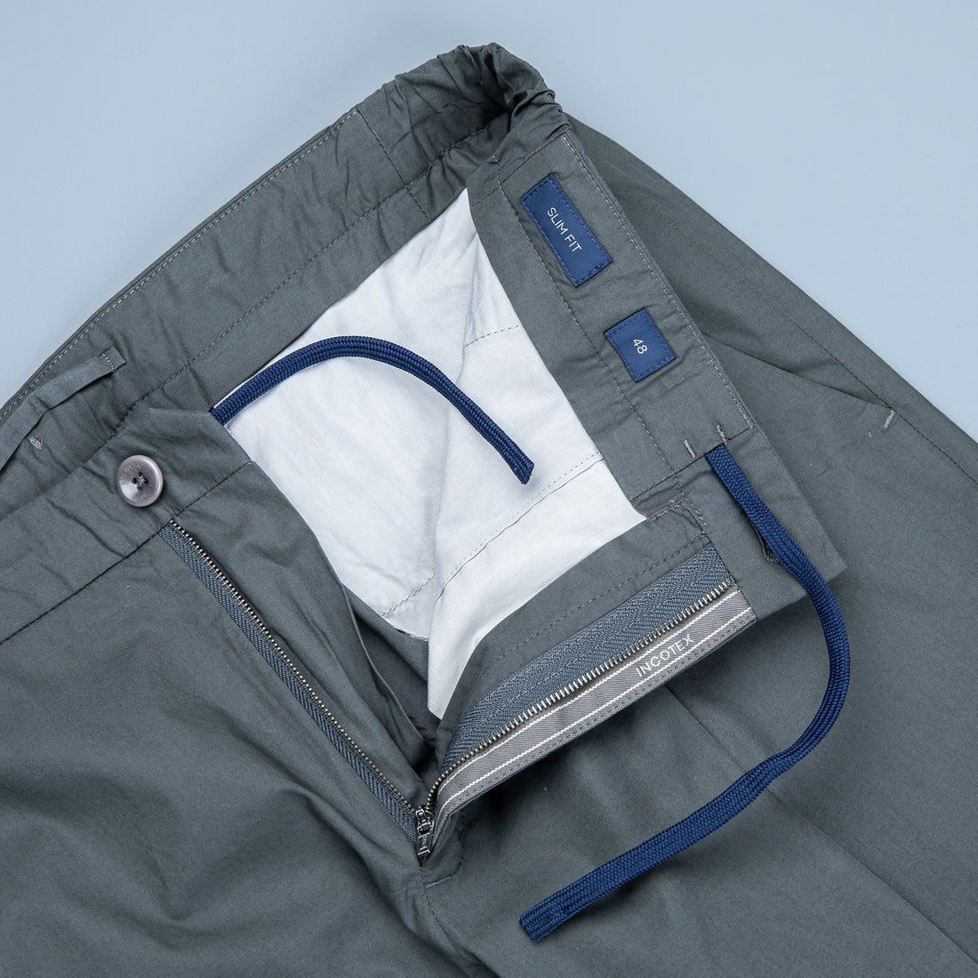 Incotex Model 64 Popelino Drawstring Pants Grigio Medio
