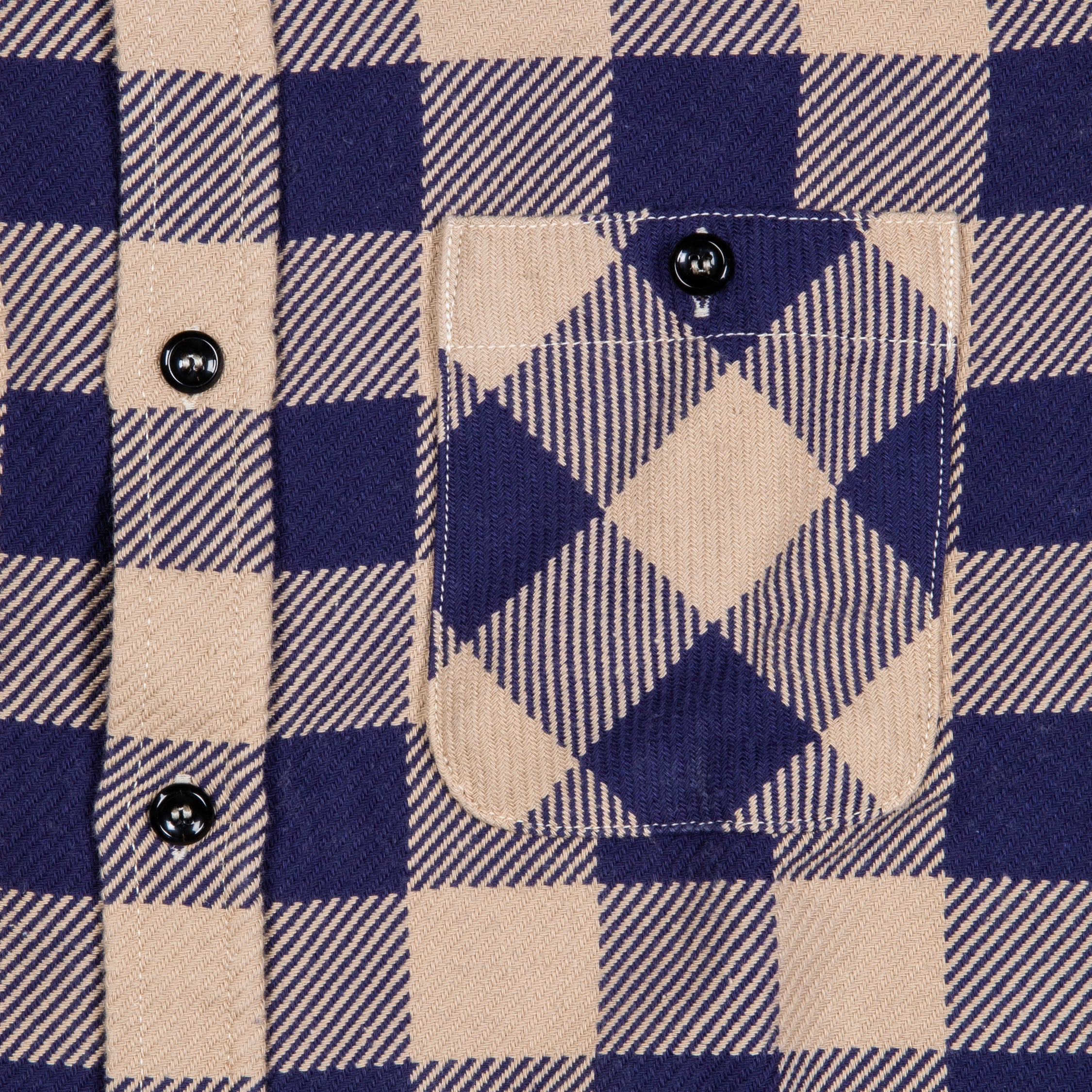 The Real McCoy&#39;s 8HU Buffalo Check Flannel Shirt Beige - Blue