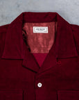 The Real McCoy's Corduroy Open Collar Shirt Burgundy