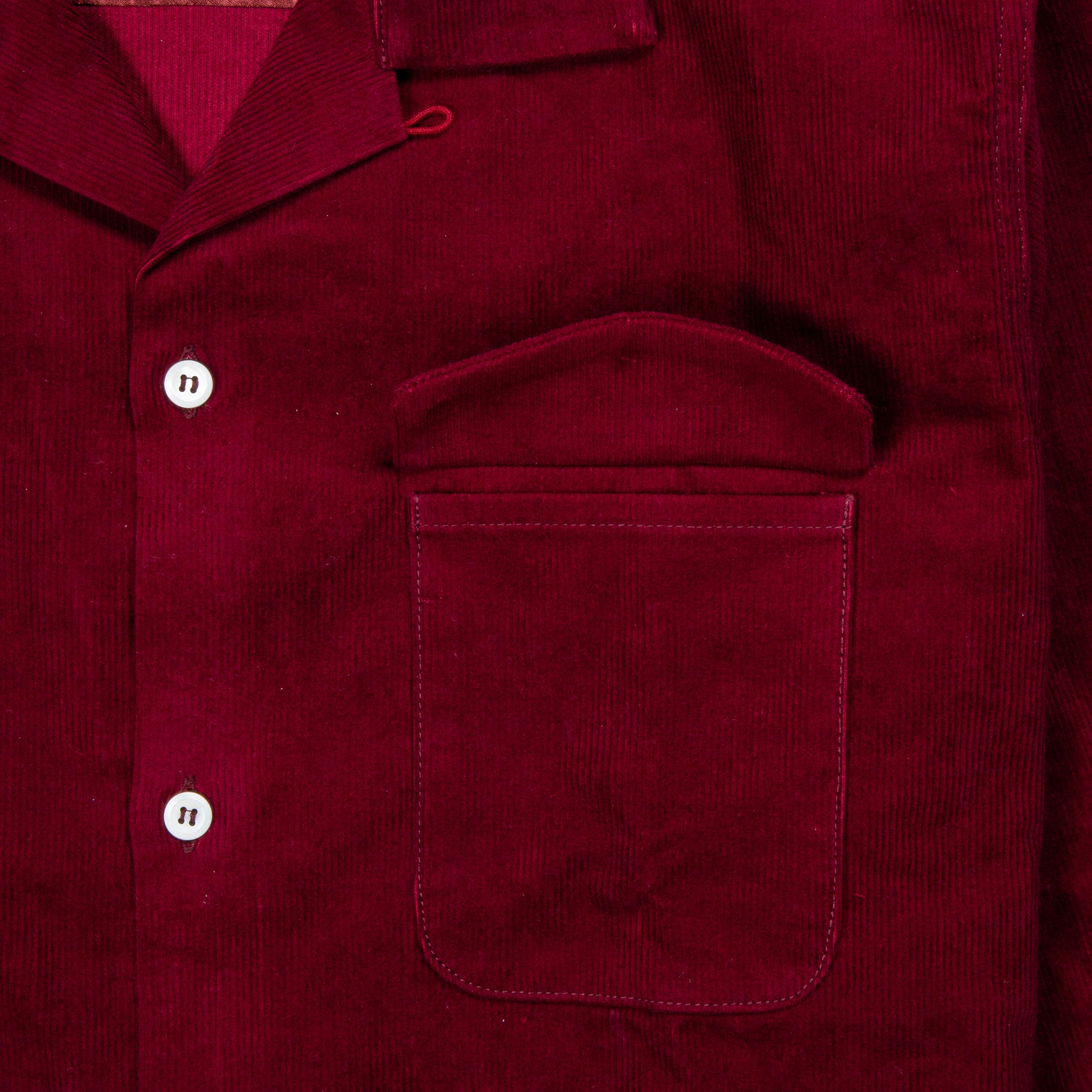 The Real McCoy's Corduroy Open Collar Shirt Burgundy – Frans Boone