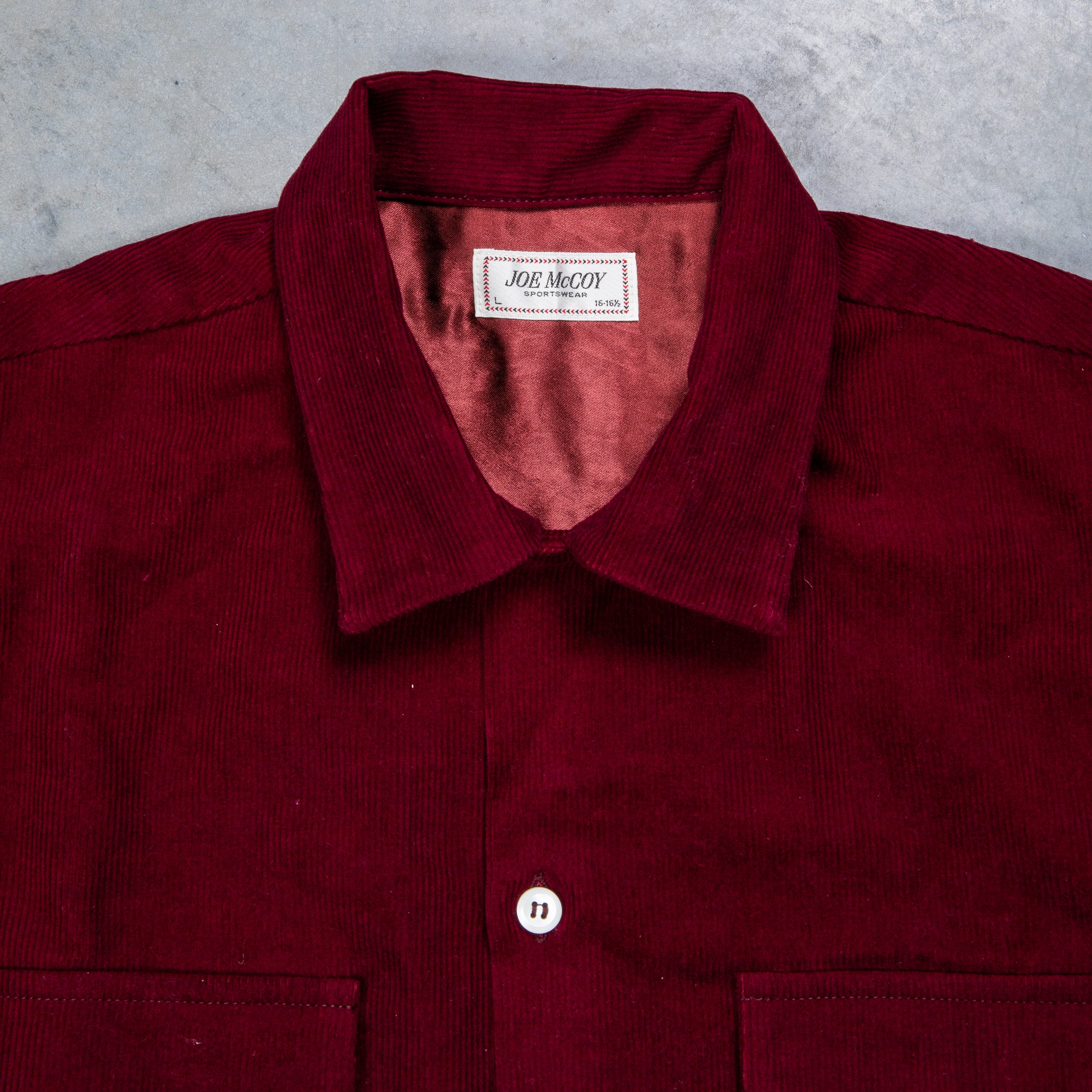The Real McCoy&#39;s Corduroy Open Collar Shirt Burgundy