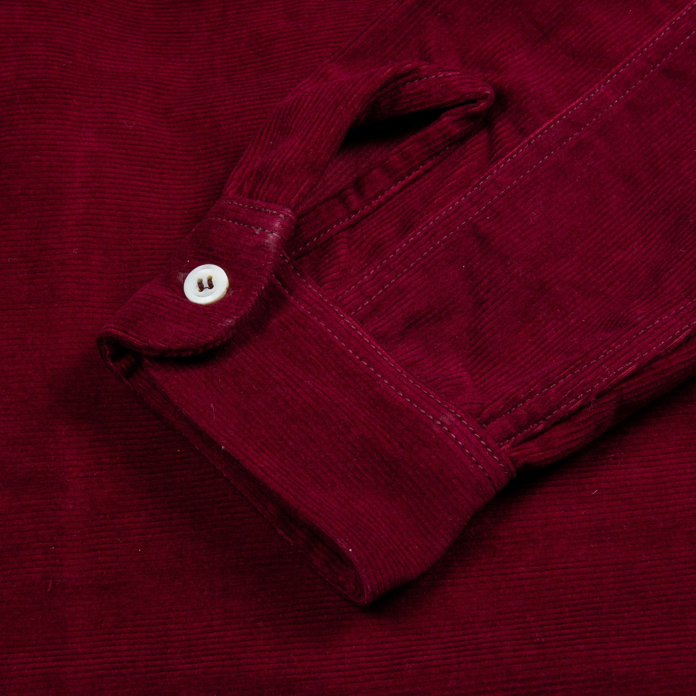 The Real McCoy&#39;s Corduroy Open Collar Shirt Burgundy