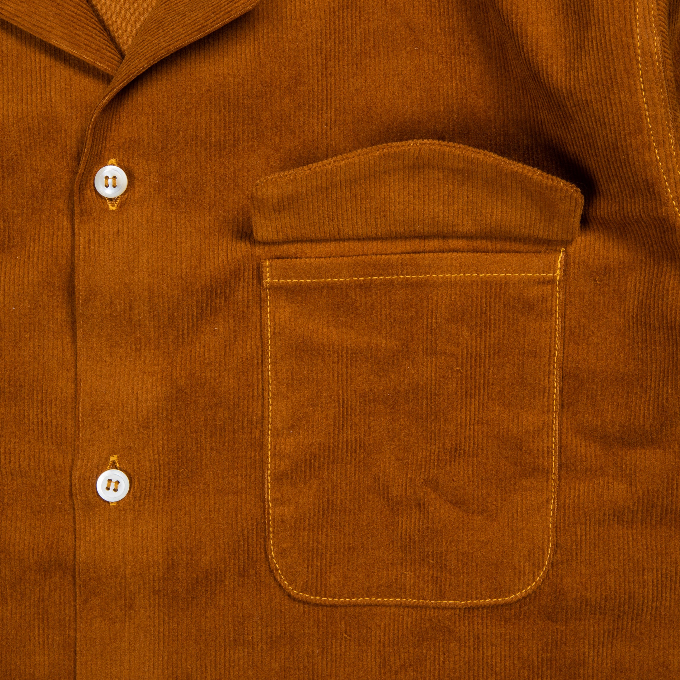 The Real McCoy&#39;s Corduroy Open Collar Shirt Mustard