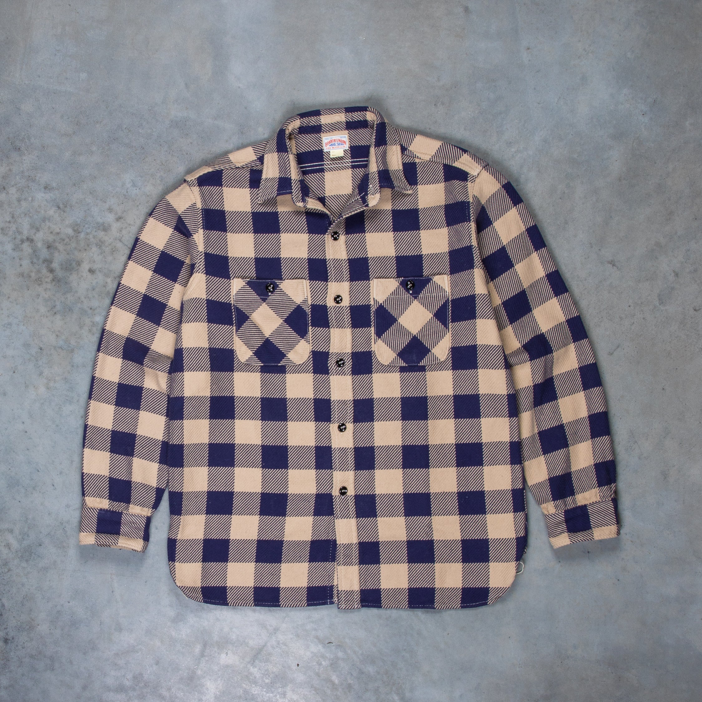 The Real McCoy&#39;s 8HU Buffalo Check Flannel Shirt Beige - Blue