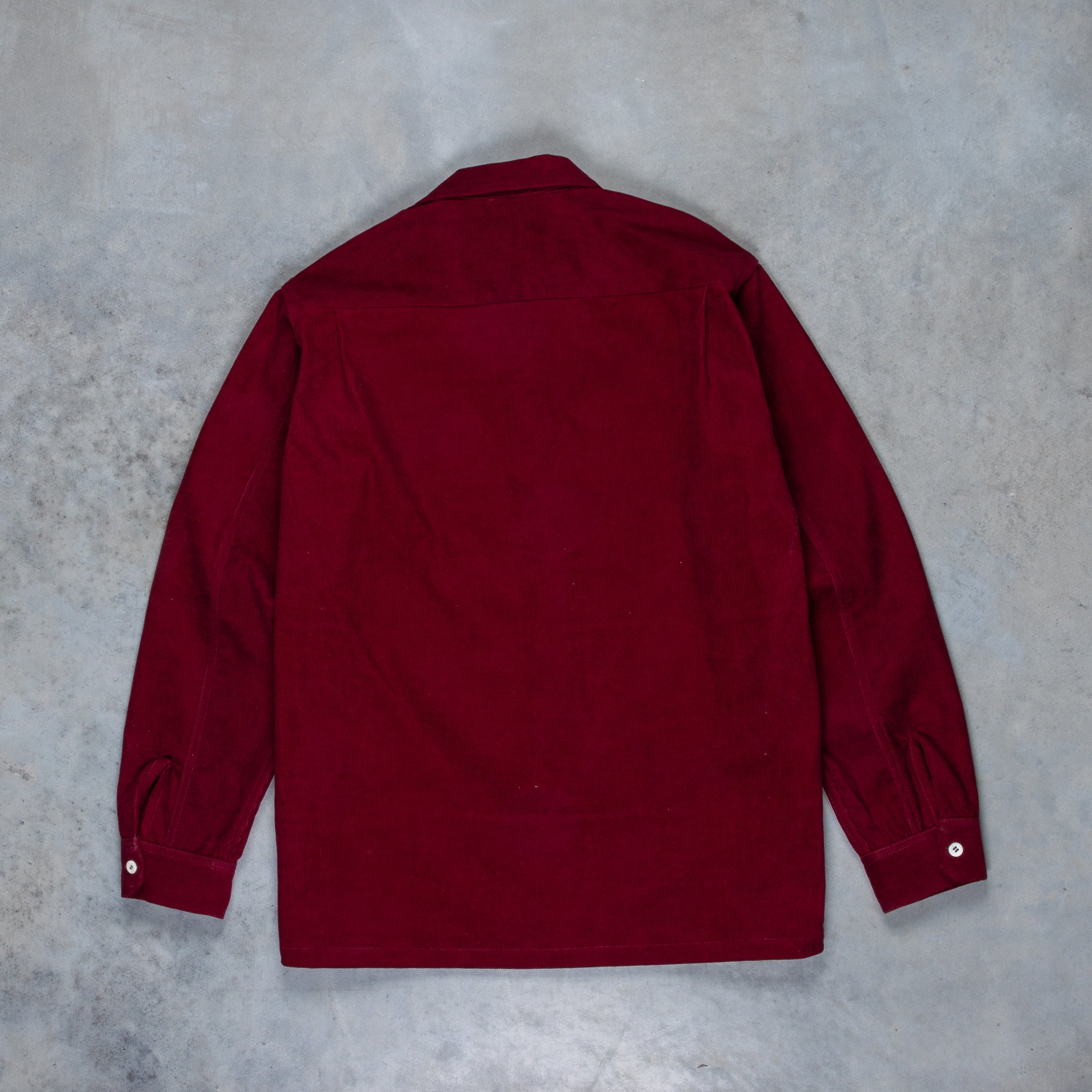 The Real McCoy&#39;s Corduroy Open Collar Shirt Burgundy
