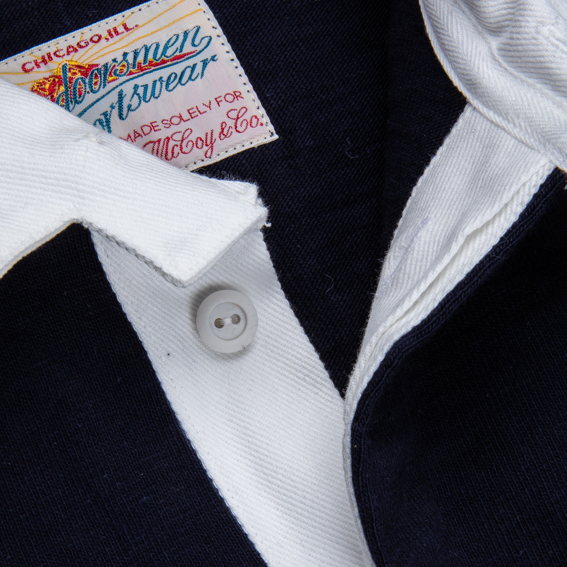 The Real McCoy&#39;s Climber&#39;s Striped Rugby Shirt Dark Blue