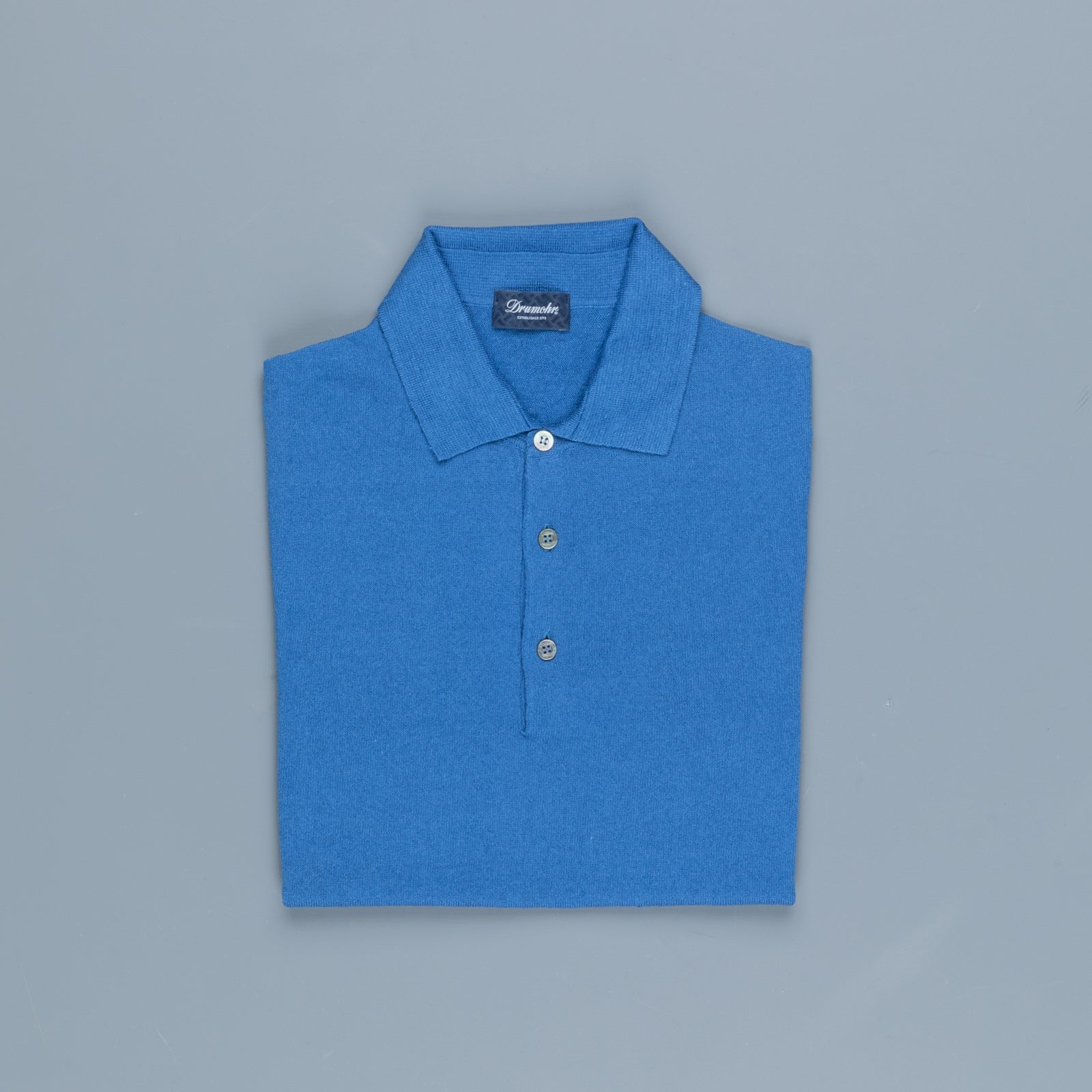 Drumohr Linen Polo Denim Blu