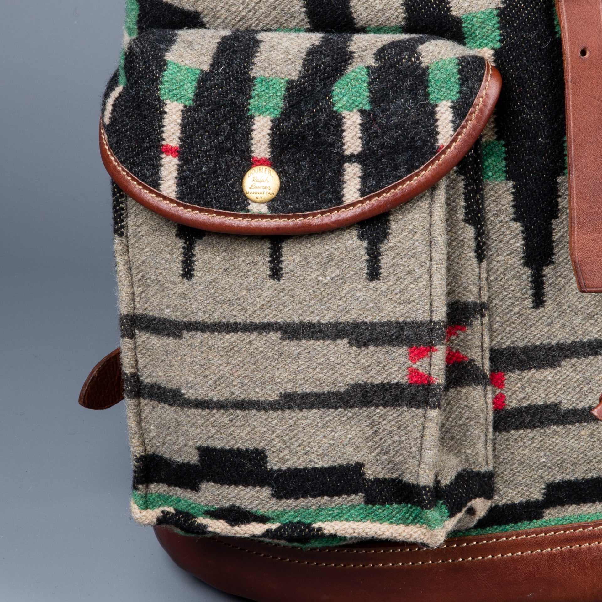 RRL New Riley backpack plaid grey black red green brown