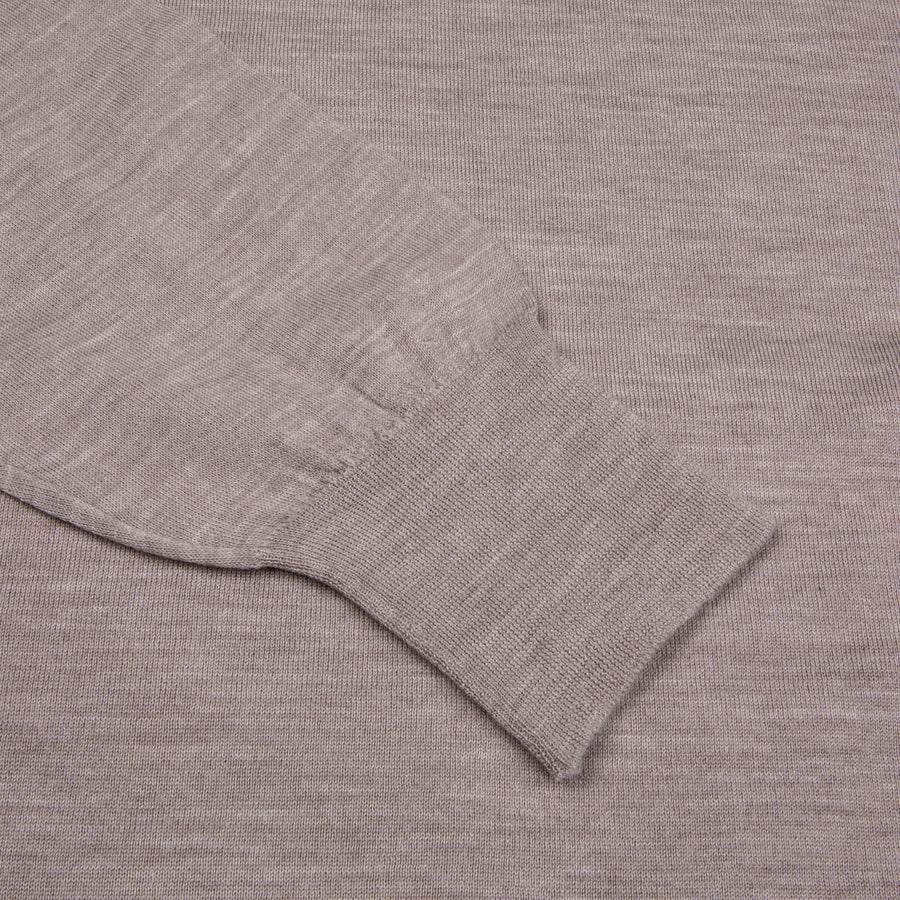 William Lockie x Frans Boone 30 gauge Loro Piana Merino's Crew Neck Oatmeal