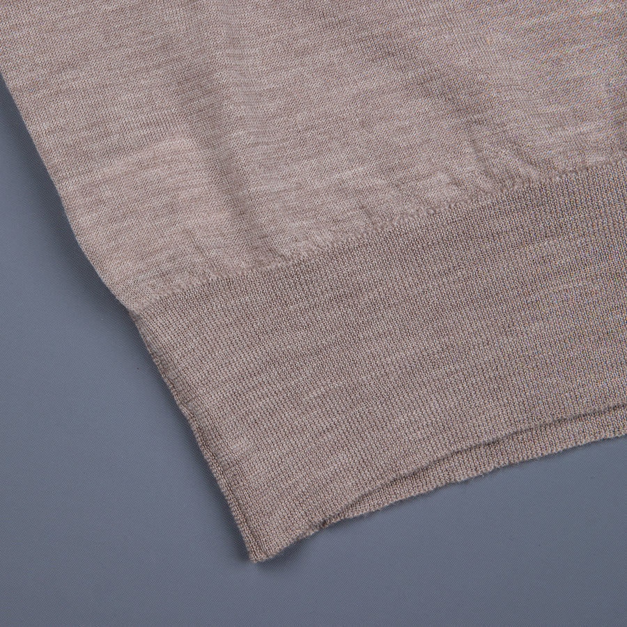 William Lockie x Frans Boone 30 gauge Loro Piana Merino's Crew Neck Oatmeal