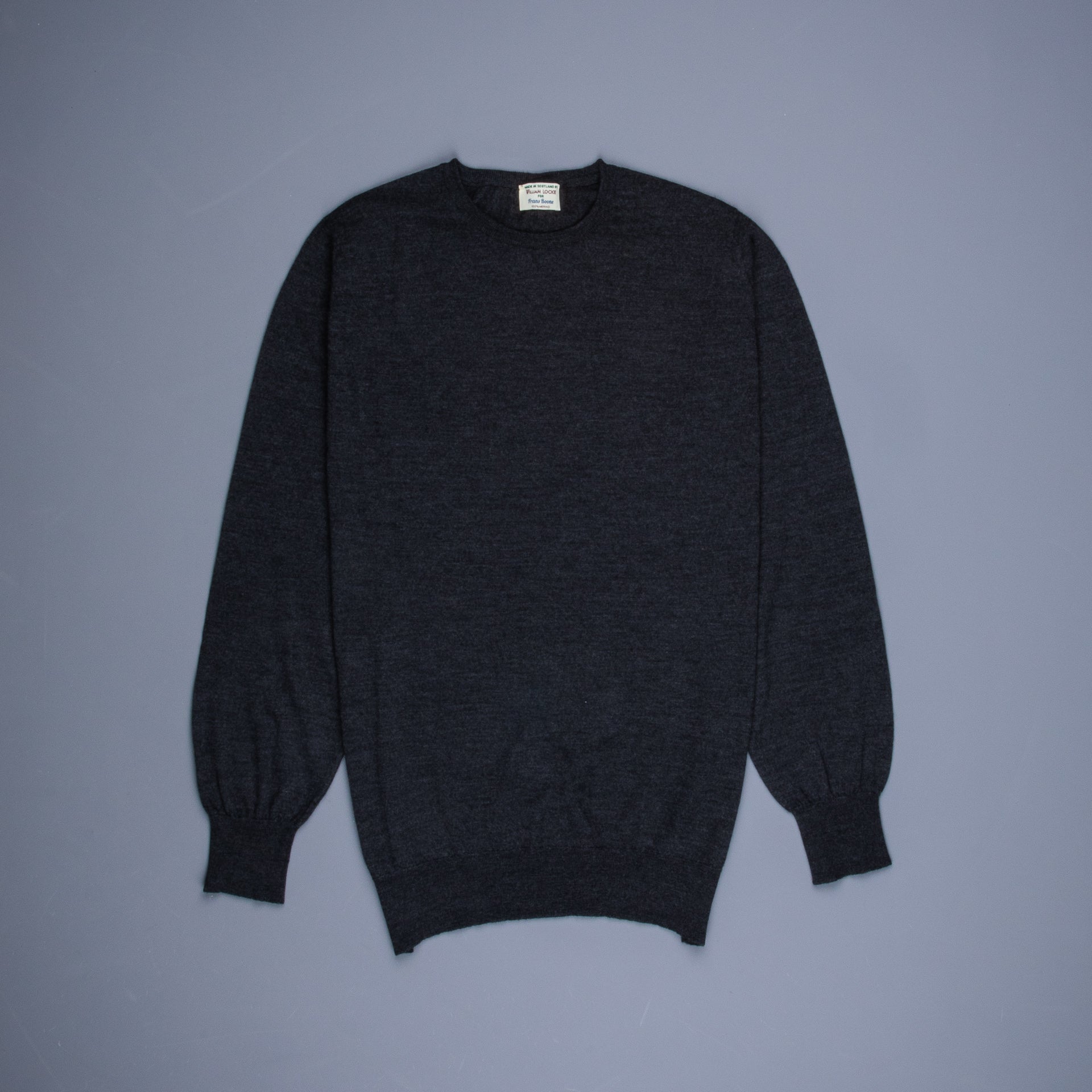 William Lockie x Frans Boone 30 gauge Loro Piana Merino&#39;s Crew Neck Charcoal