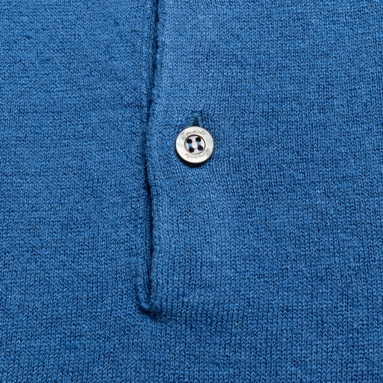Drumohr Linen Polo Denim Blu