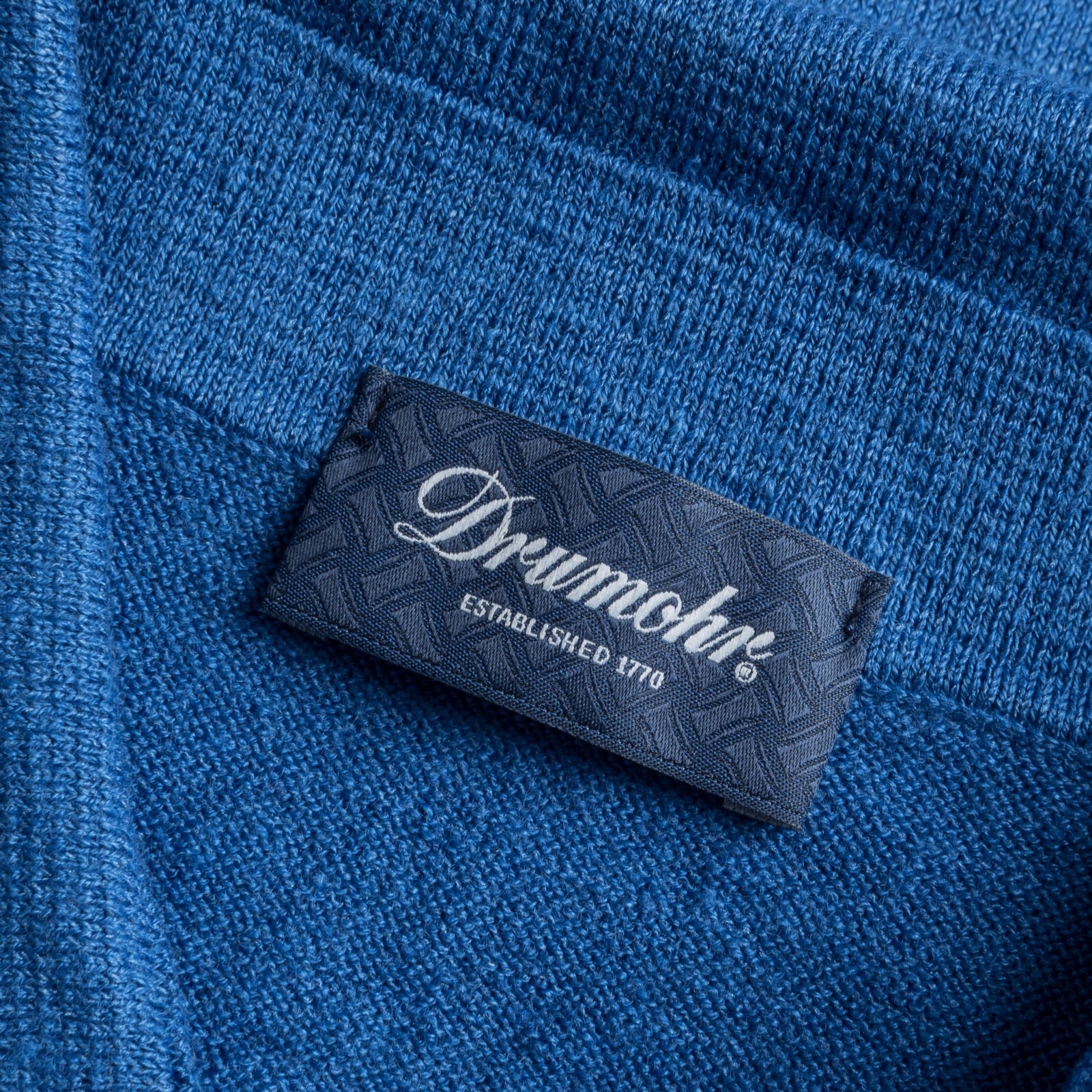 Drumohr Linen Polo Denim Blu