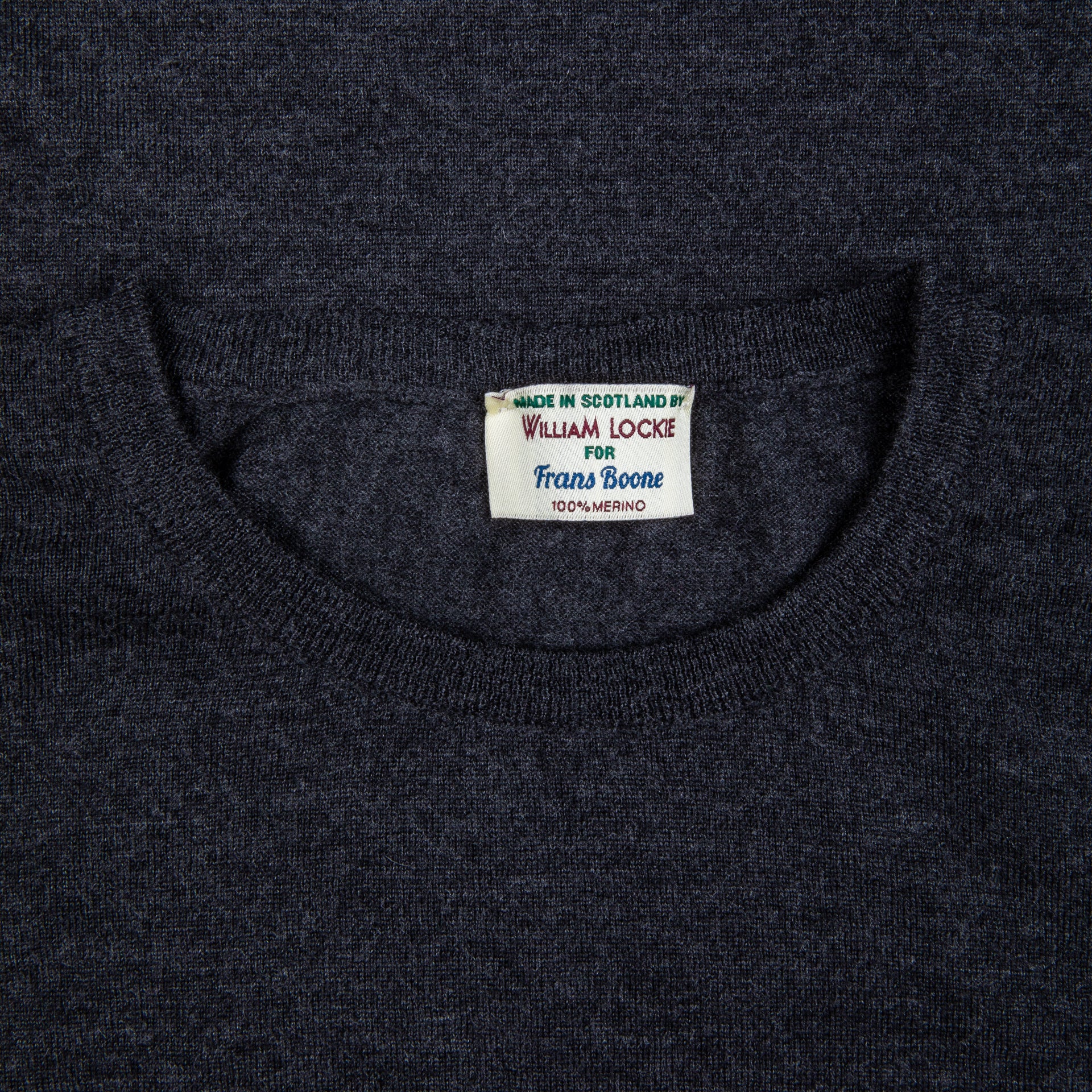 William Lockie x Frans Boone 30 gauge Loro Piana Merino&#39;s Crew Neck Charcoal