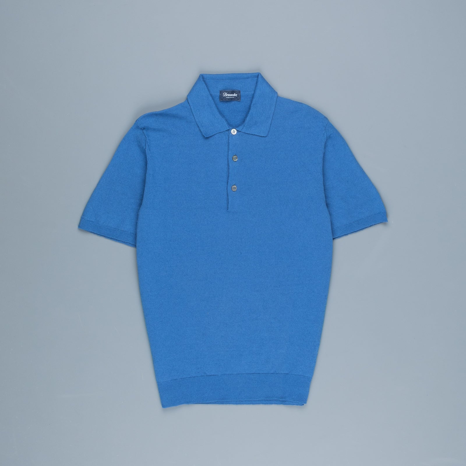 Drumohr Linen Polo Denim Blu