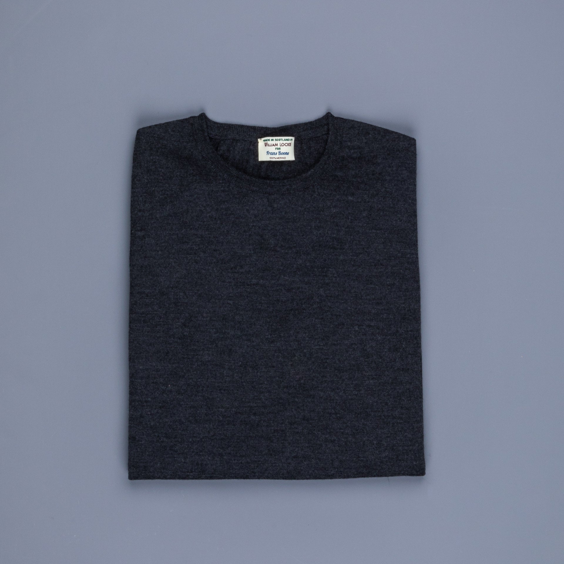 William Lockie x Frans Boone 30 gauge Loro Piana Merino&#39;s Crew Neck Charcoal