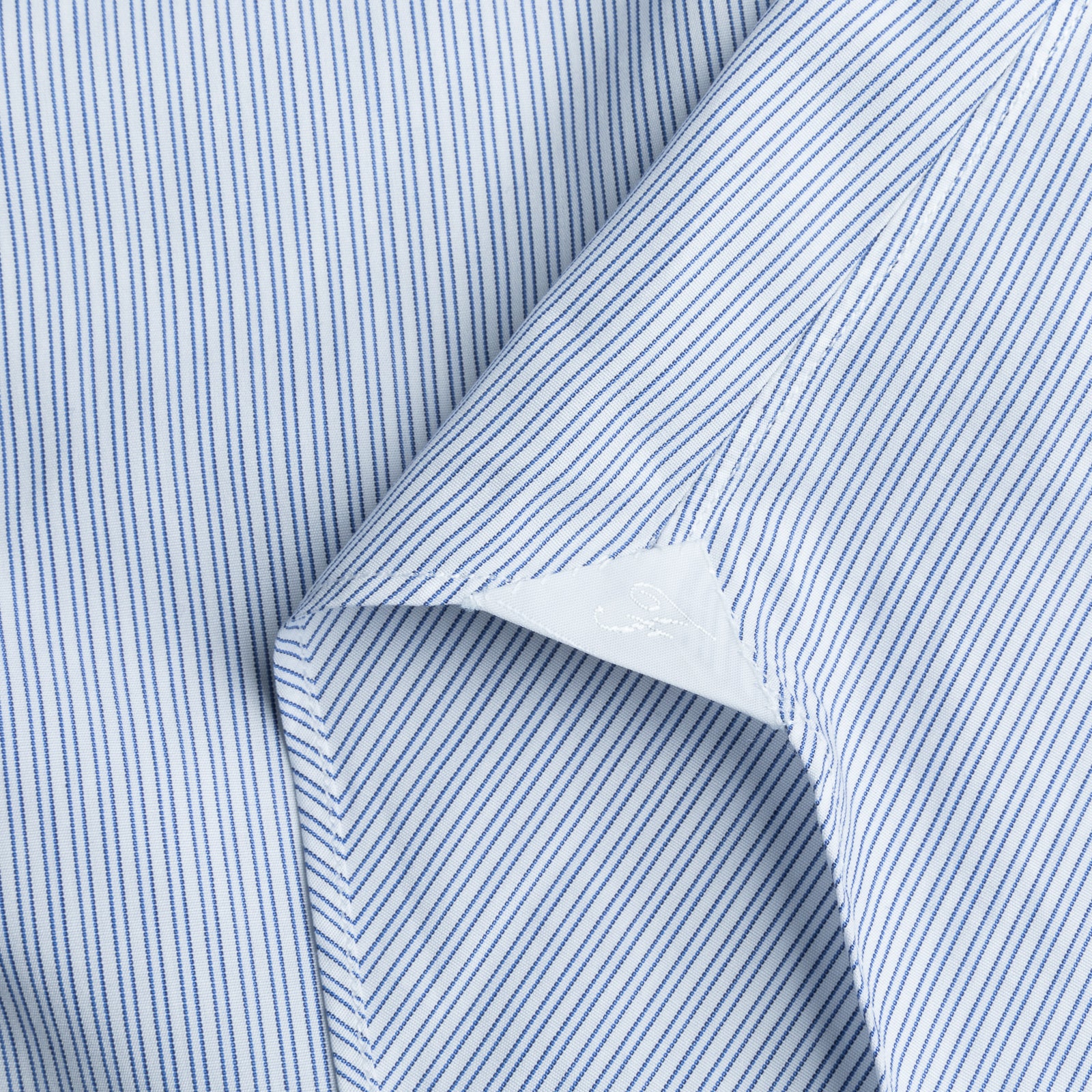 Finamore Napoli Shirt Simone Collar Sea Island Two Tone Navy Blue Stripe