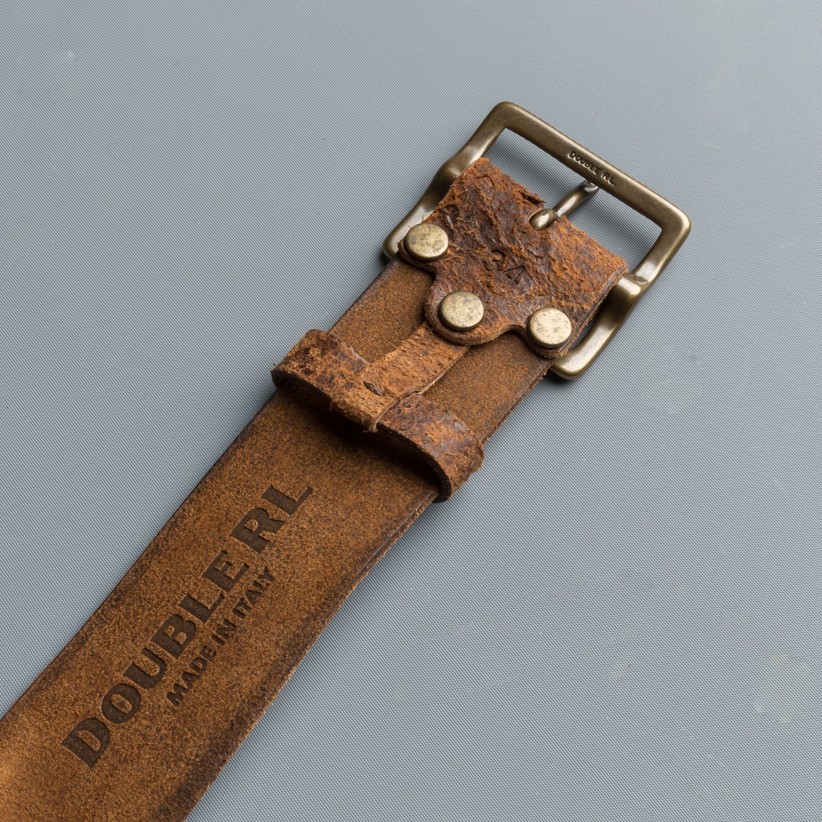 RRL Jones Tumbled Distressed Leather Belt Tan