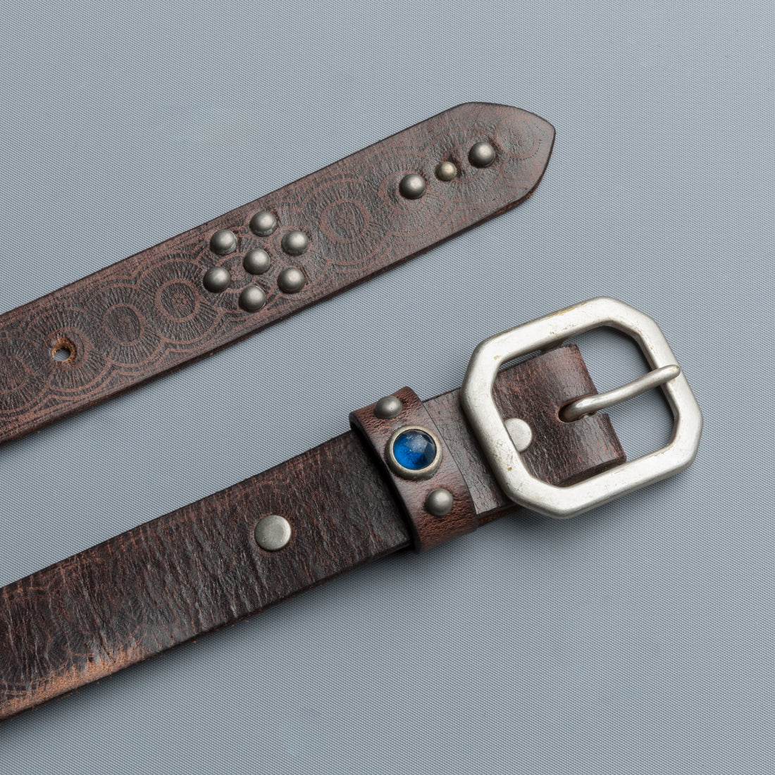 RRL Rasco Tumbled Leather Belt Vintage Black