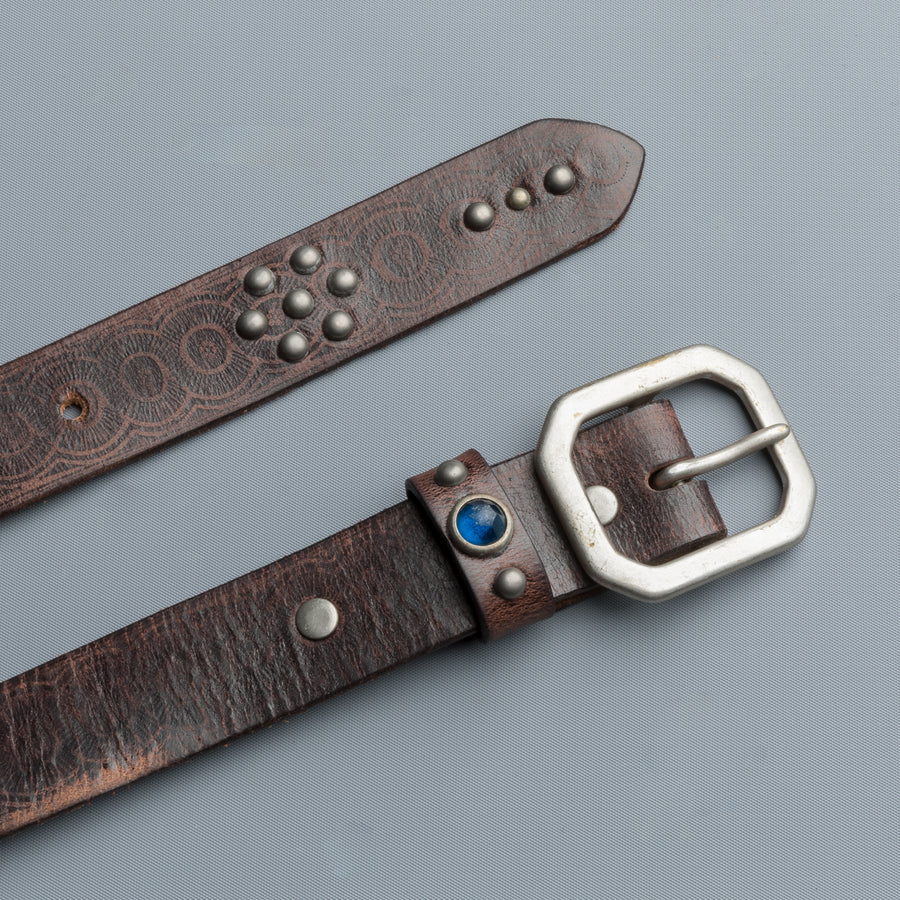 RRL Rasco Tumbled Leather Belt Vintage Black