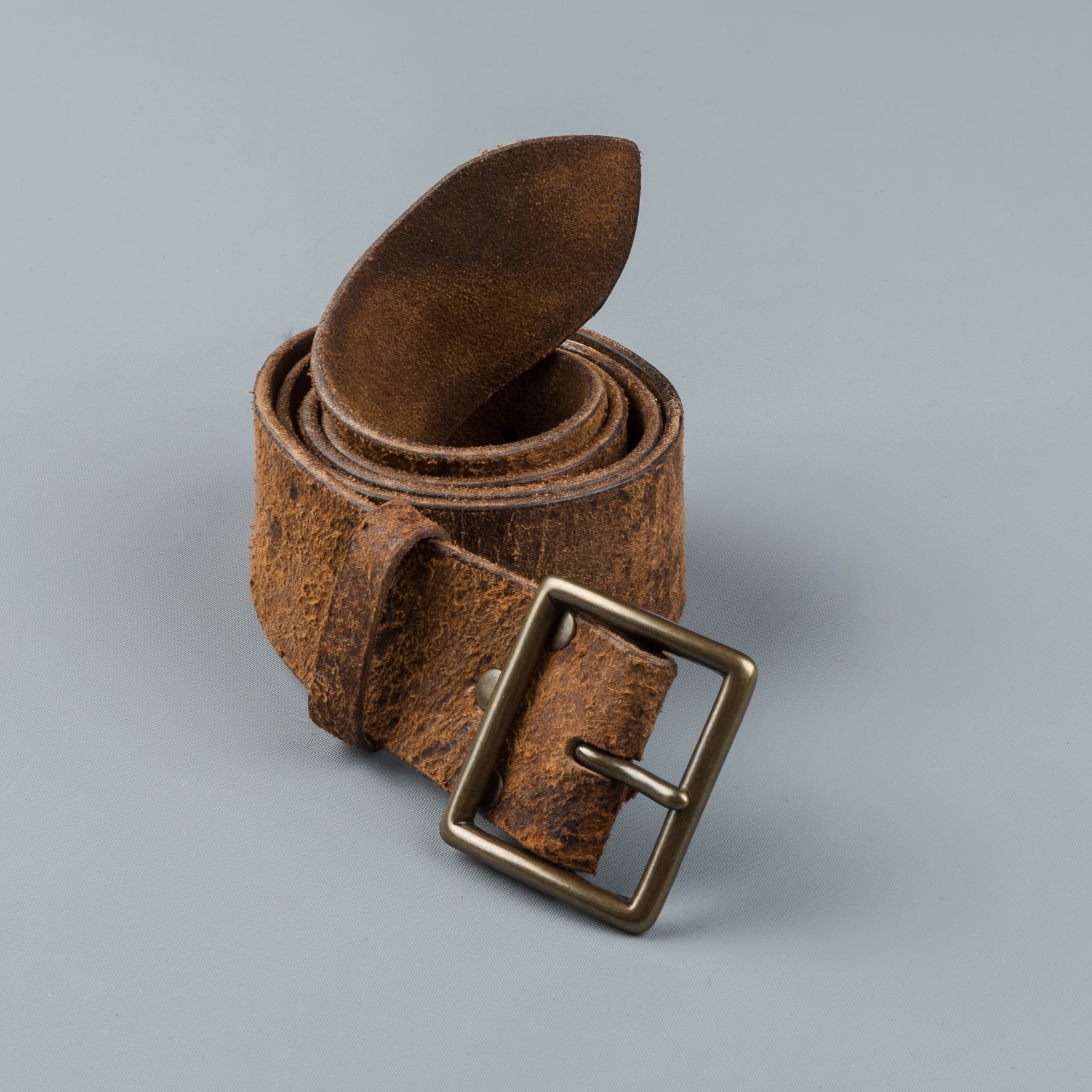 RRL Jones Tumbled Distressed Leather Belt Tan