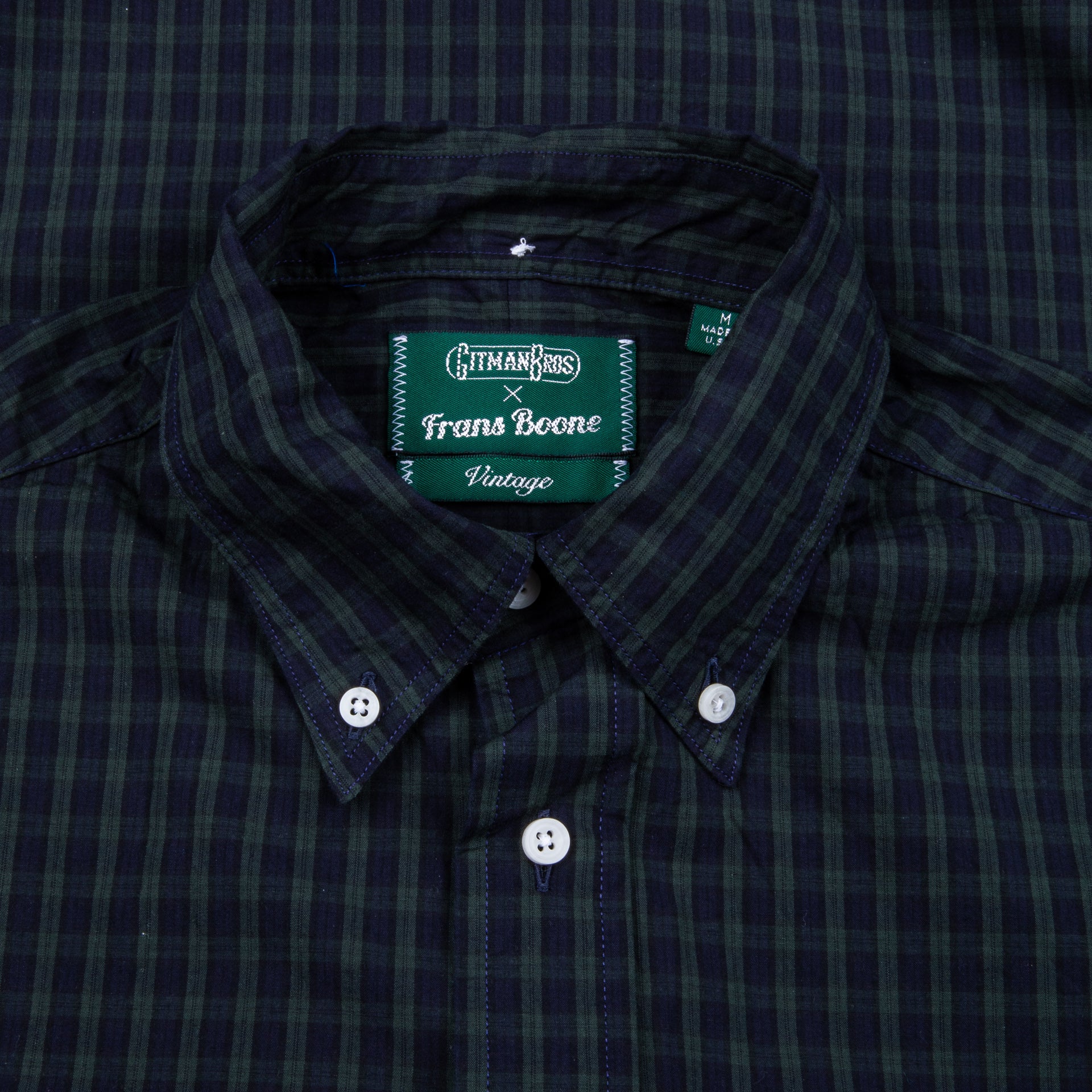 Gitman Vintage x Frans Boone Japanese woven vintage check poplin Blackwatch