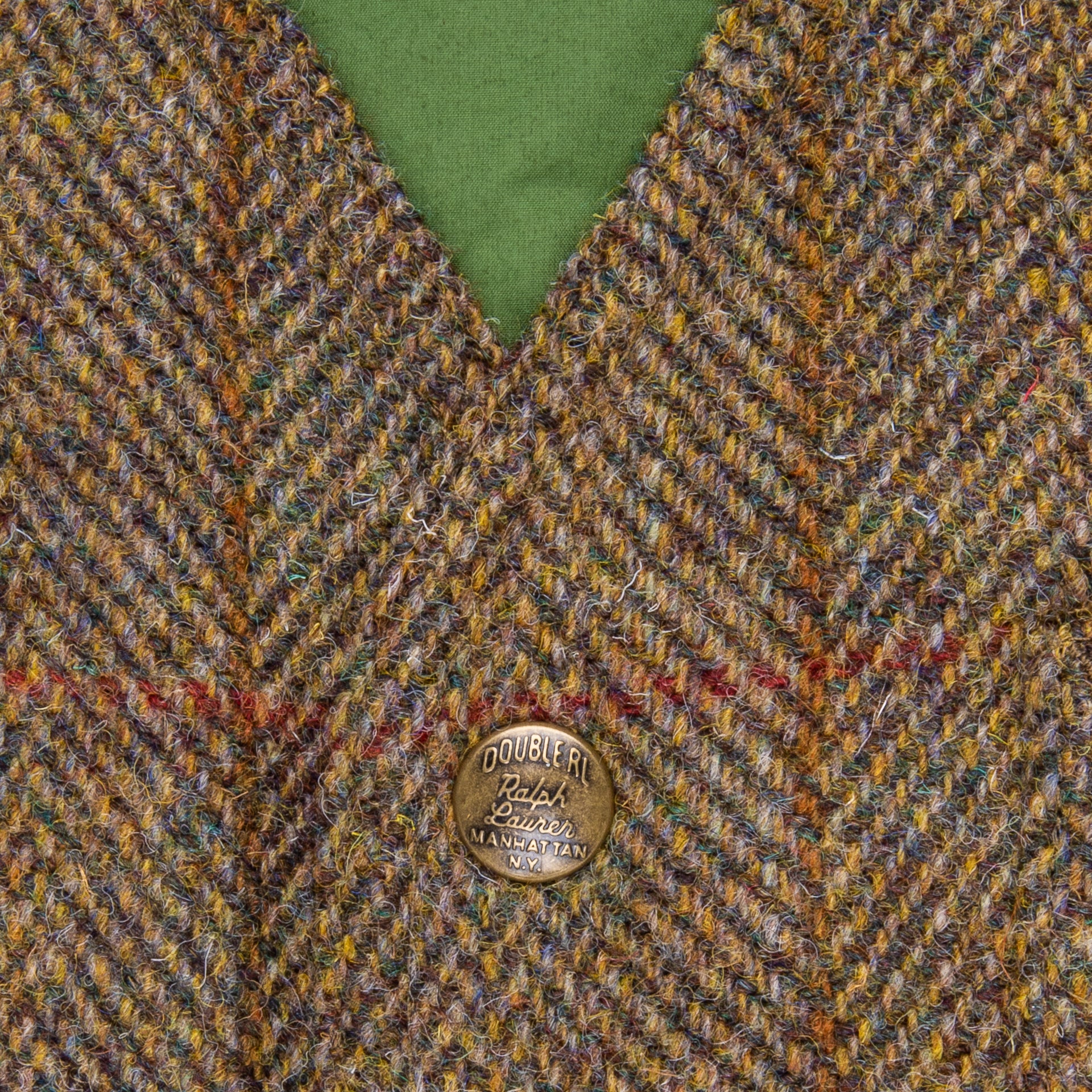 RRL Huntshaw Vest Reversible Harris Tweed - Sage Tafetta