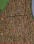 RRL Huntshaw Vest Reversible Harris Tweed - Sage Tafetta