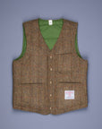 RRL Huntshaw Vest Reversible Harris Tweed - Sage Tafetta