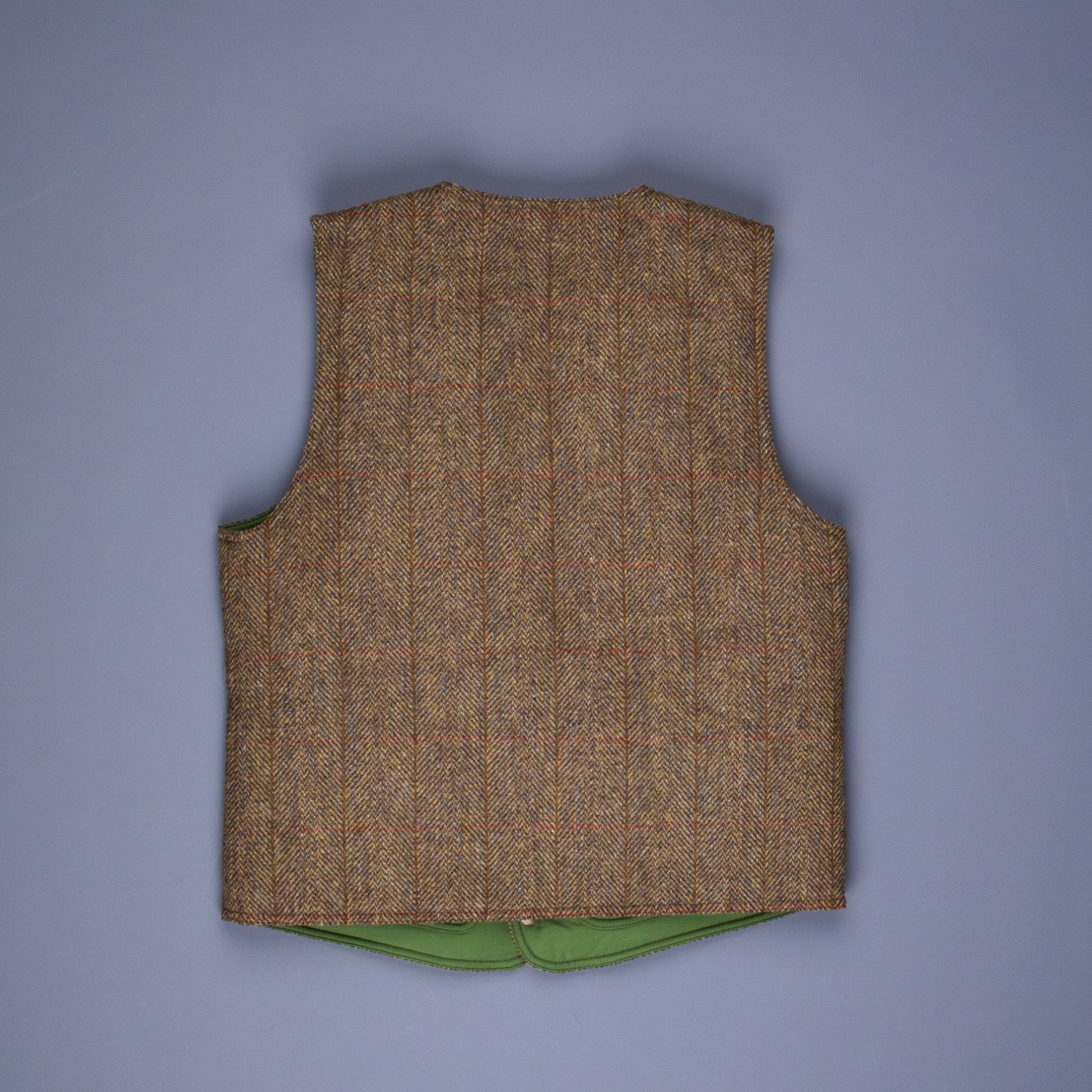 RRL Huntshaw Vest Reversible Harris Tweed - Sage Tafetta