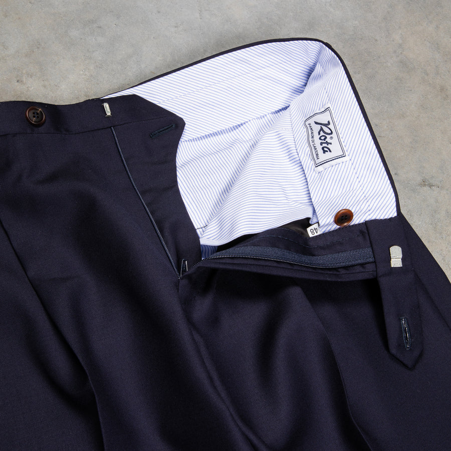 Rota Pantaloni High Rise Regular Fit Wool Gabardine navy blue