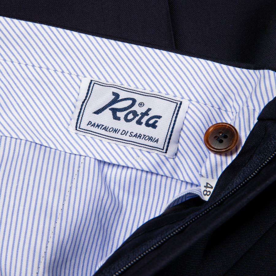 Rota Pantaloni High Rise Regular Fit Wool Gabardine navy blue