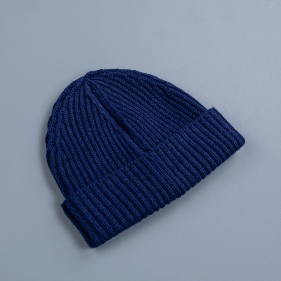 Drumohr Ribbed Cashmere Hat Blu Navy