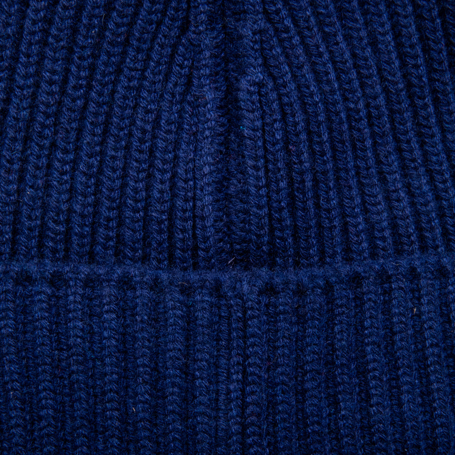Drumohr Ribbed Cashmere Hat Blu Navy