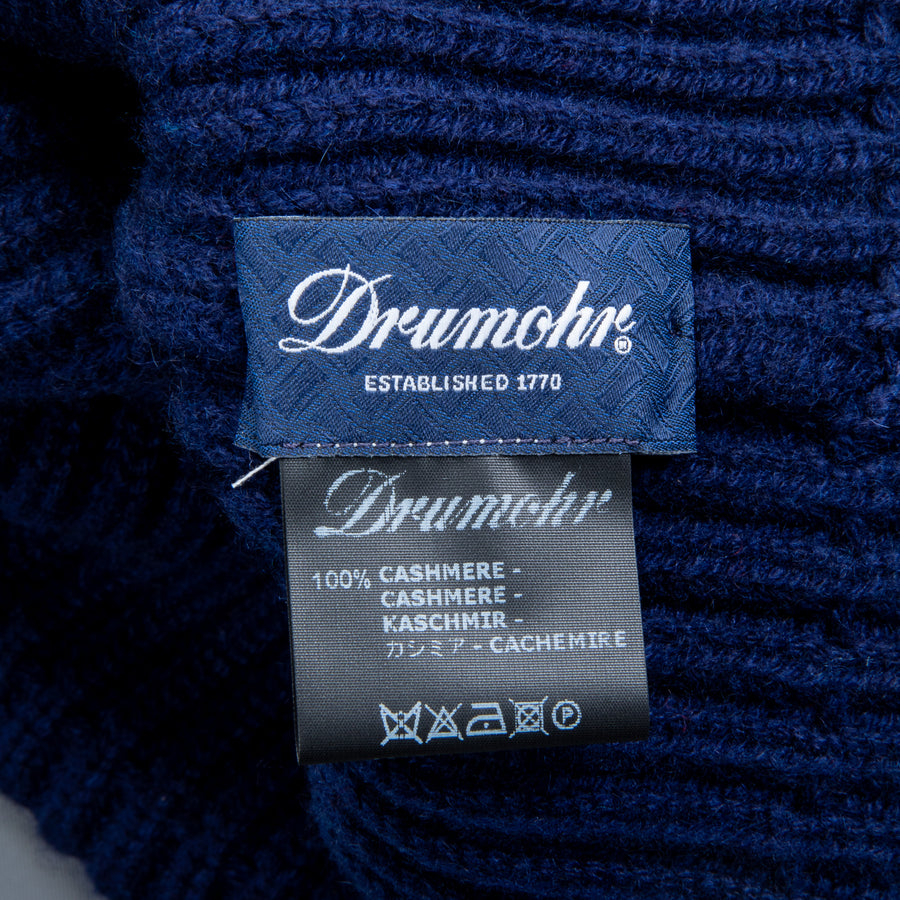 Drumohr Ribbed Cashmere Hat Blu Navy