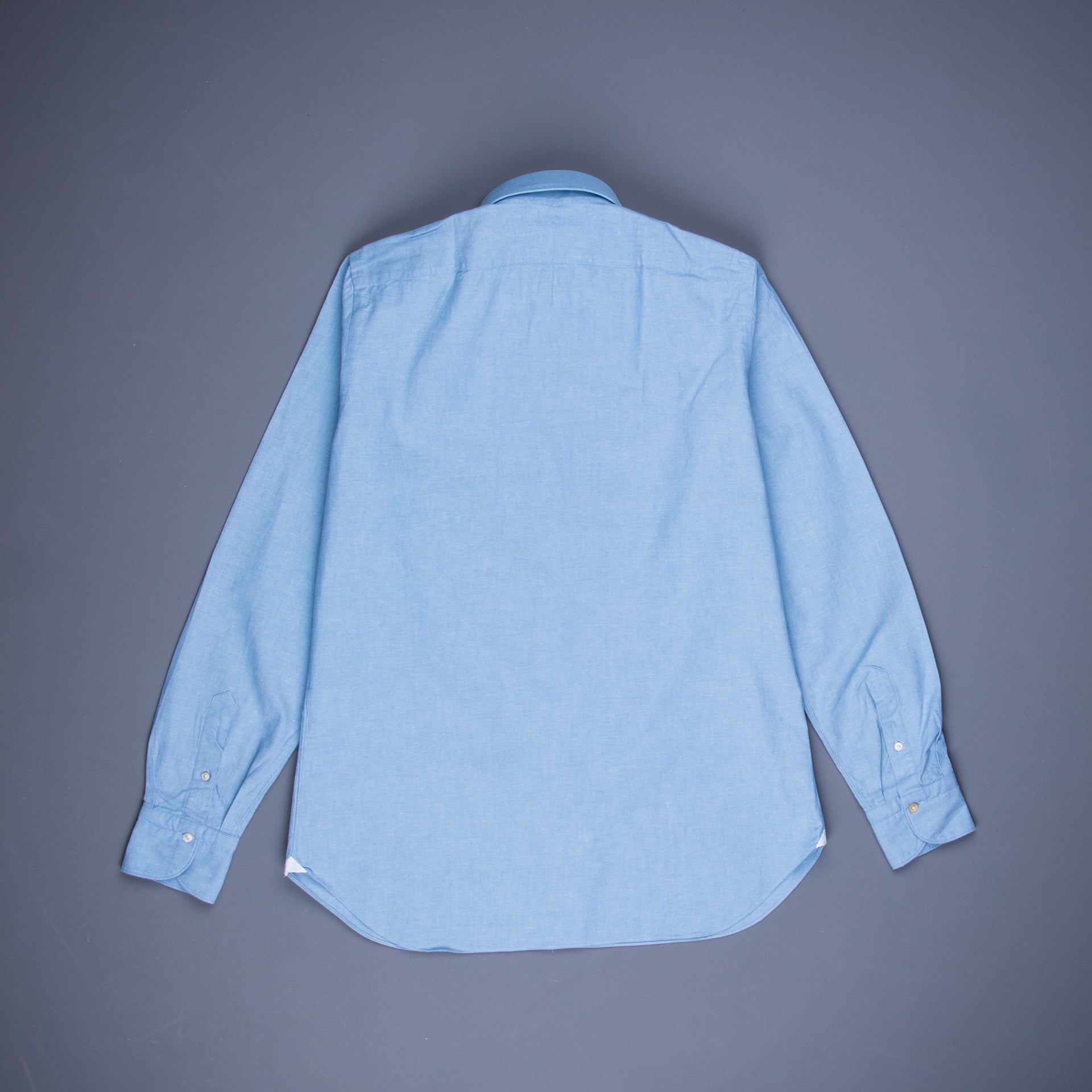 Finamore Gaeta Fit Collo Sergio Chambray Blu Chiaro