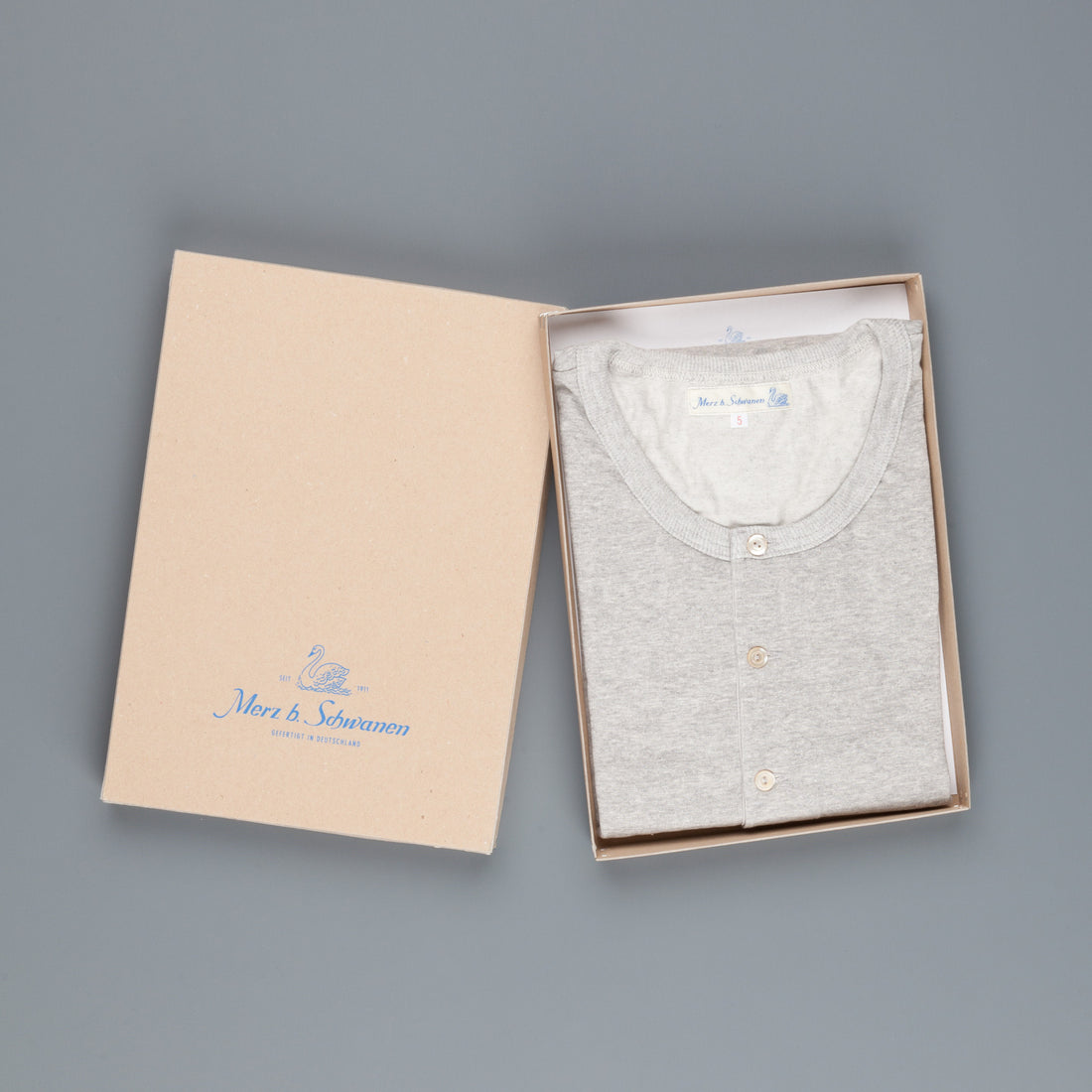 Merz B. Schwanen 206 button facing shirt 1/1 sleeve grey melange